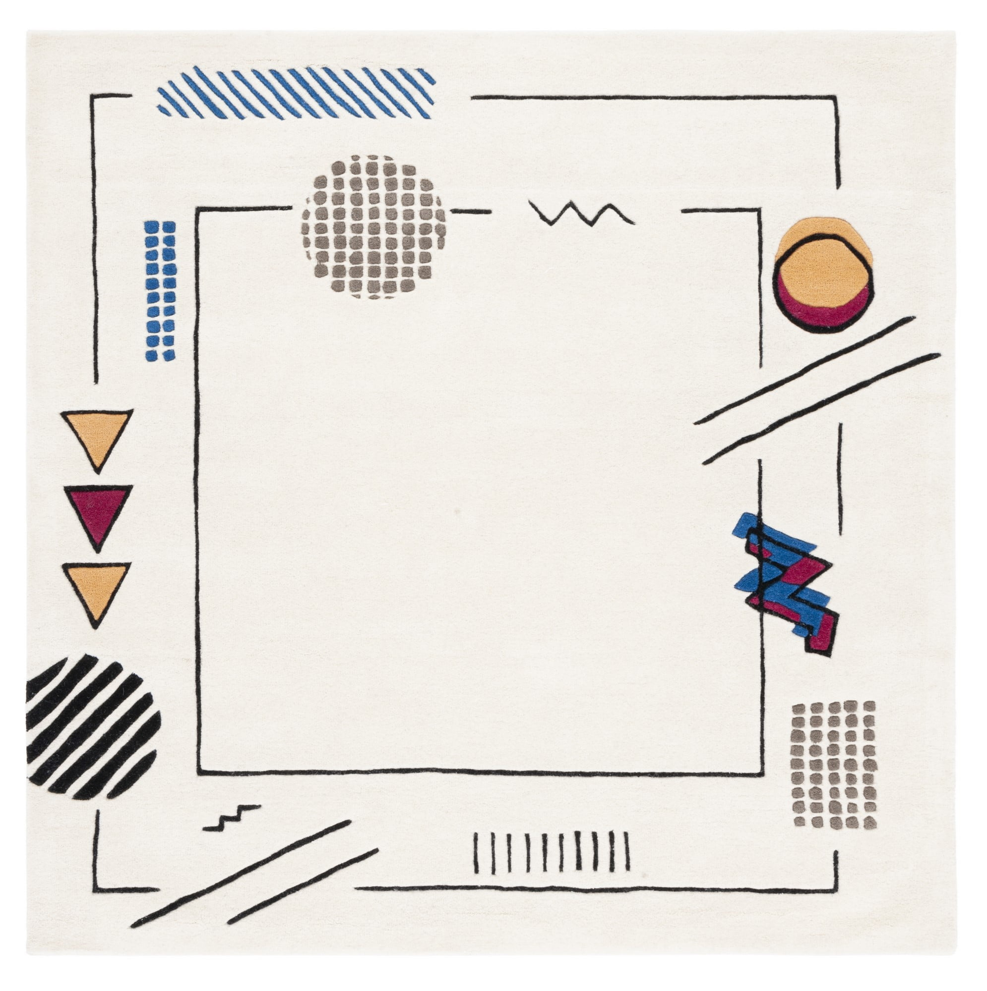 SAFAVIEH Fifth Avenue Cynthia Abstract Area Rug, Ivory/Blue, 6' x 6' Square