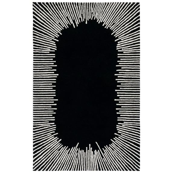 SAFAVIEH Fifth Avenue Declan Abstract Area Rug, Black/Ivory, 6' x 9'