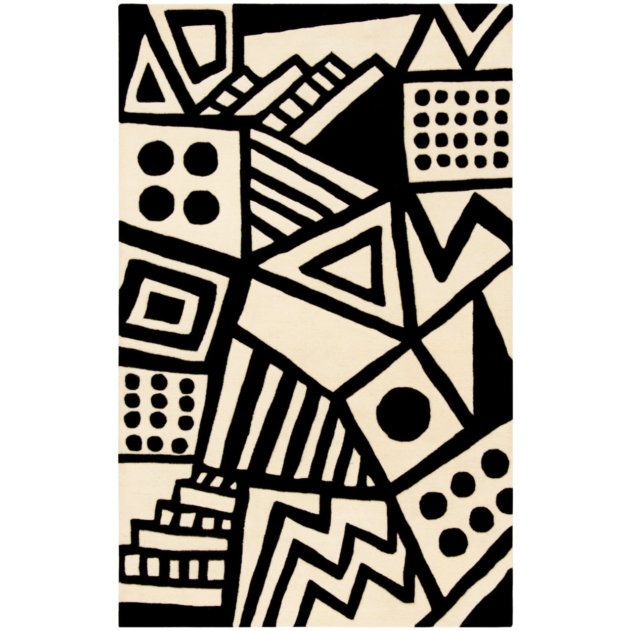 Fifth Avenue FTV124 Hand Tufted Wool Area Rug - Ivory/Black- 8' X 10' - Safavieh.