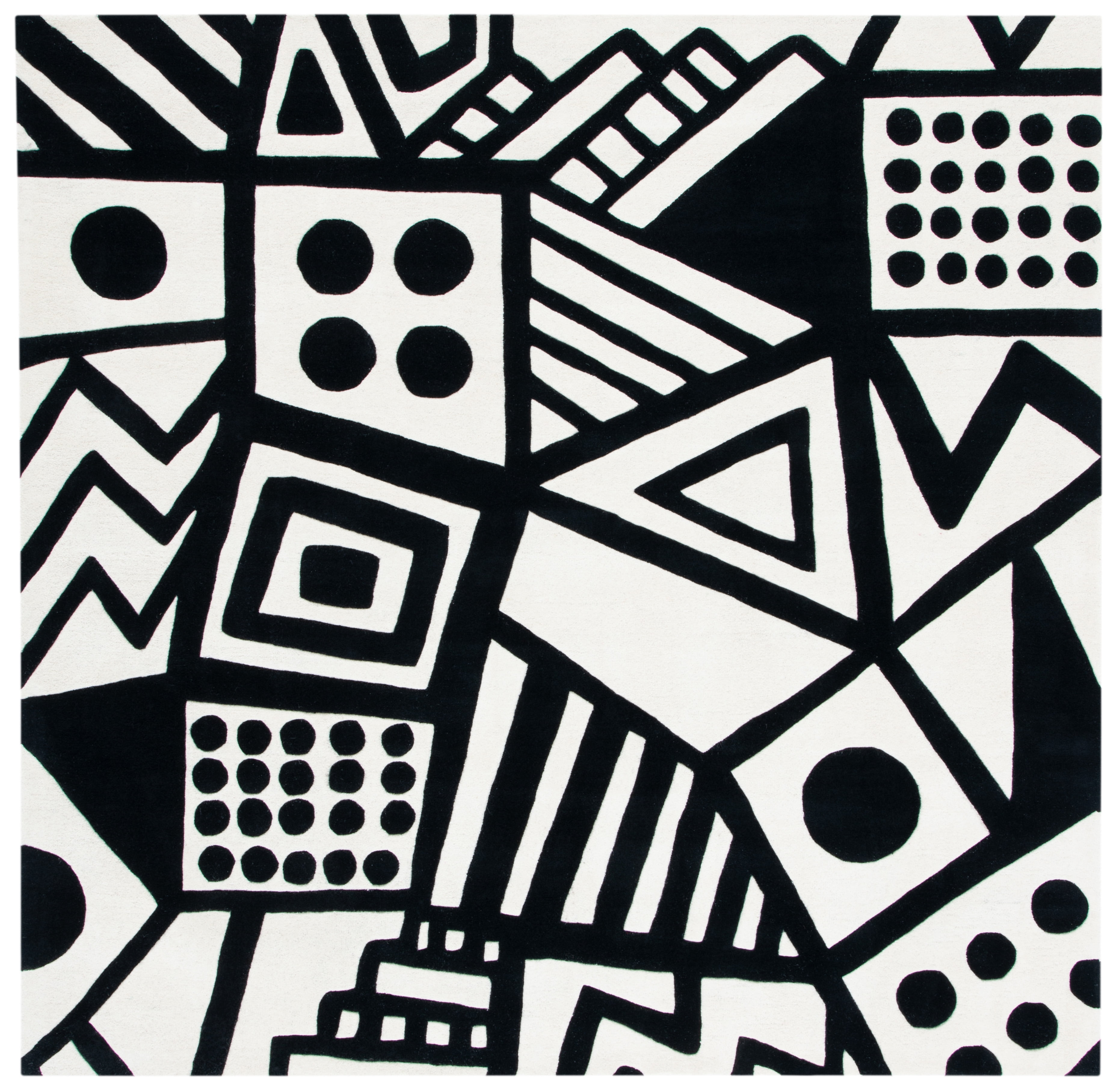 Fifth Avenue FTV124 Hand Tufted Area Rug - Ivory/Black - 7'x7' - Safavieh.