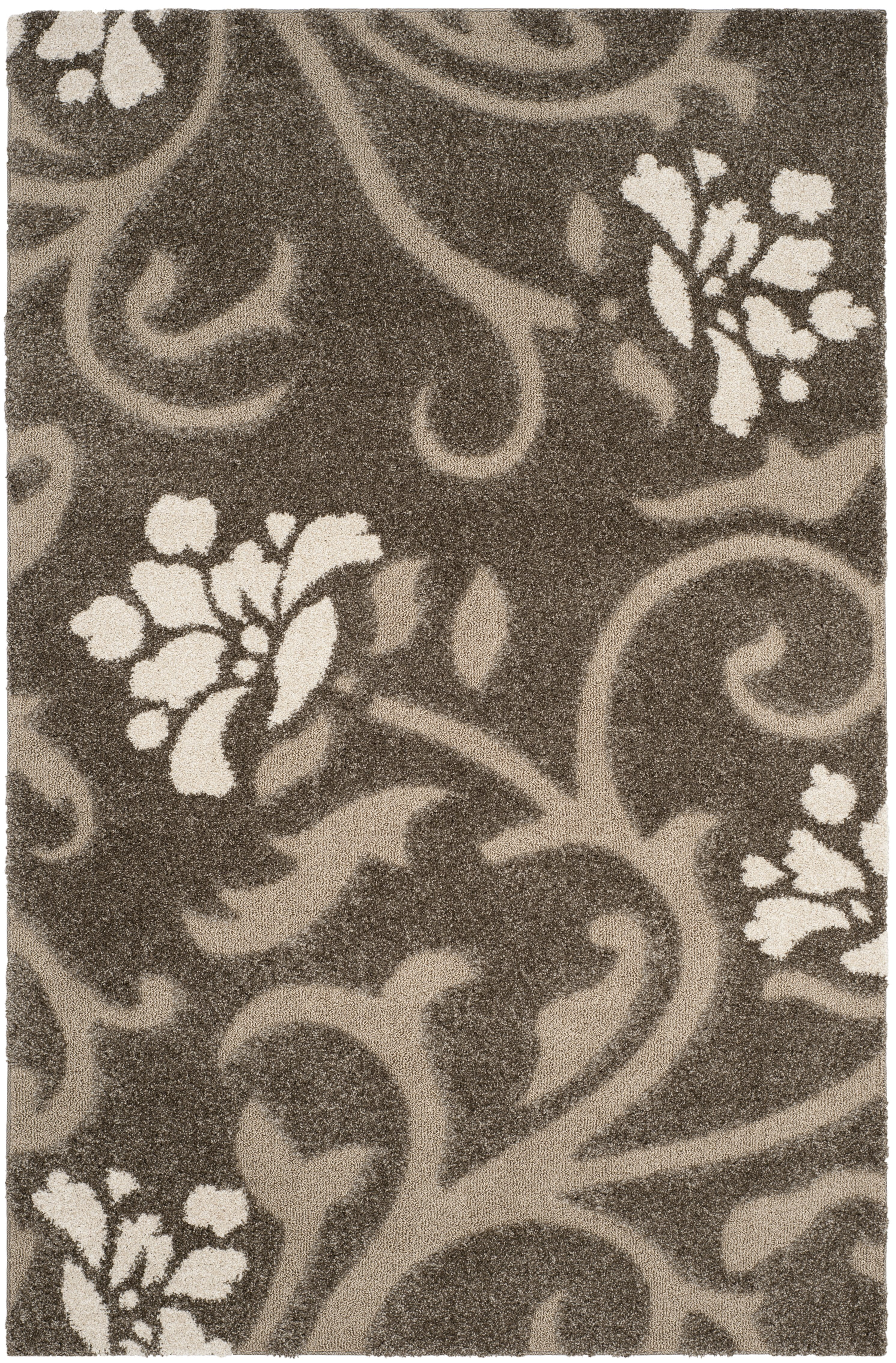 Florida Shag SG464 Power Loomed Indoor Area Rug - Smoke/Beige - 8'x10' - Safavieh.