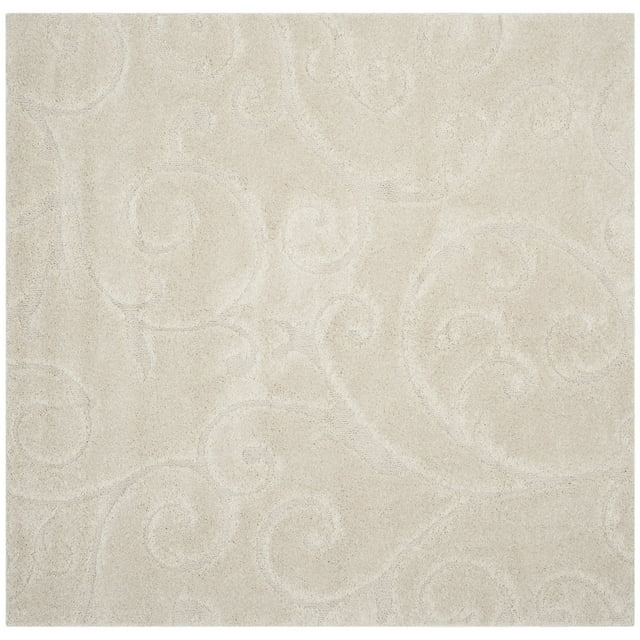 SAFAVIEH Florida Doug Floral Vines Shag Area Rug, Cream, 11' x 11' Square