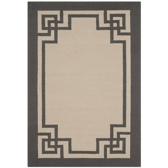 SAFAVIEH Four Seasons Yasim Bordered Area Rug, Ivory/Charcoal, 5' x 8'