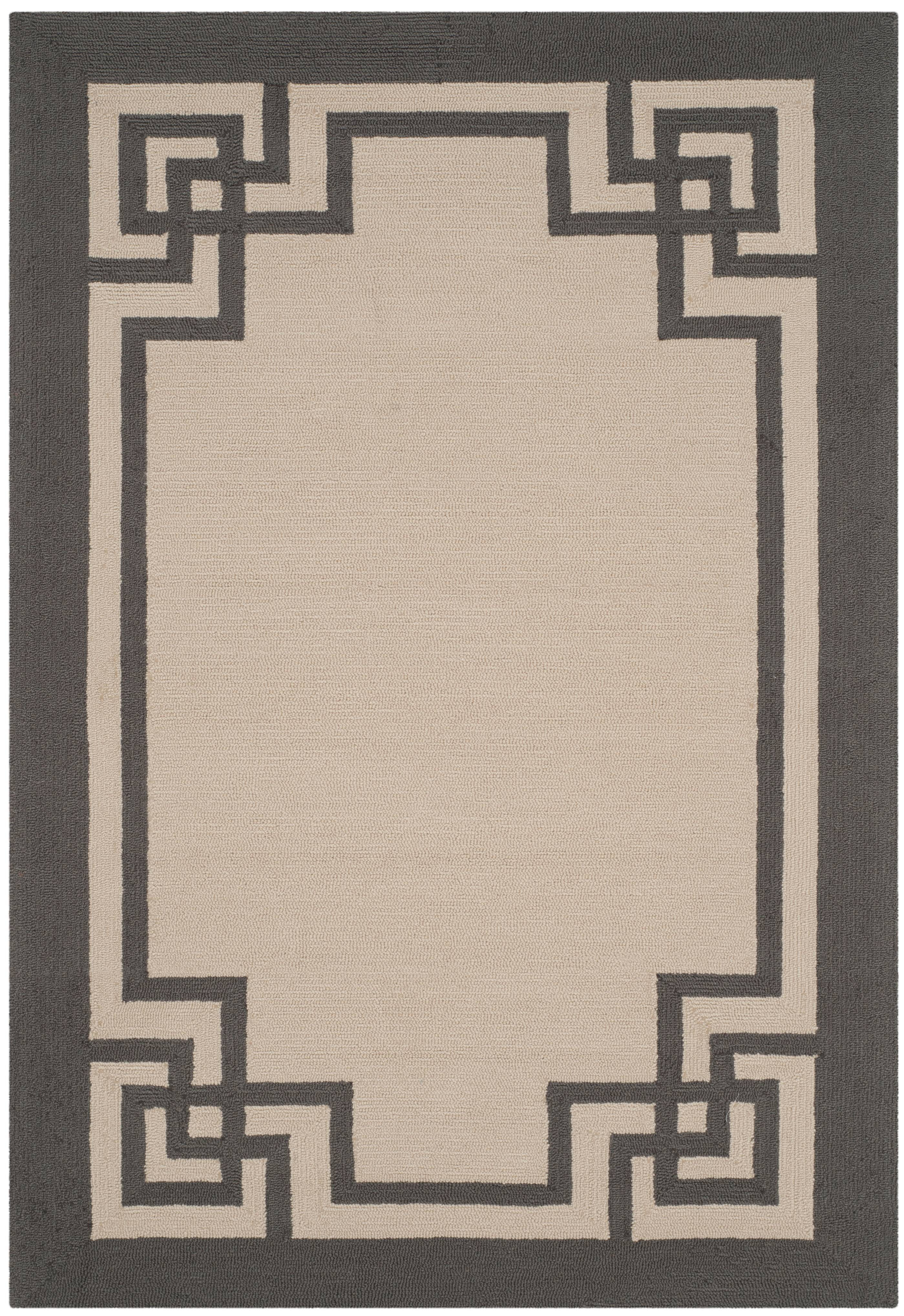 SAFAVIEH Four Seasons Yasim Bordered Area Rug, Ivory/Charcoal, 5' x 8'
