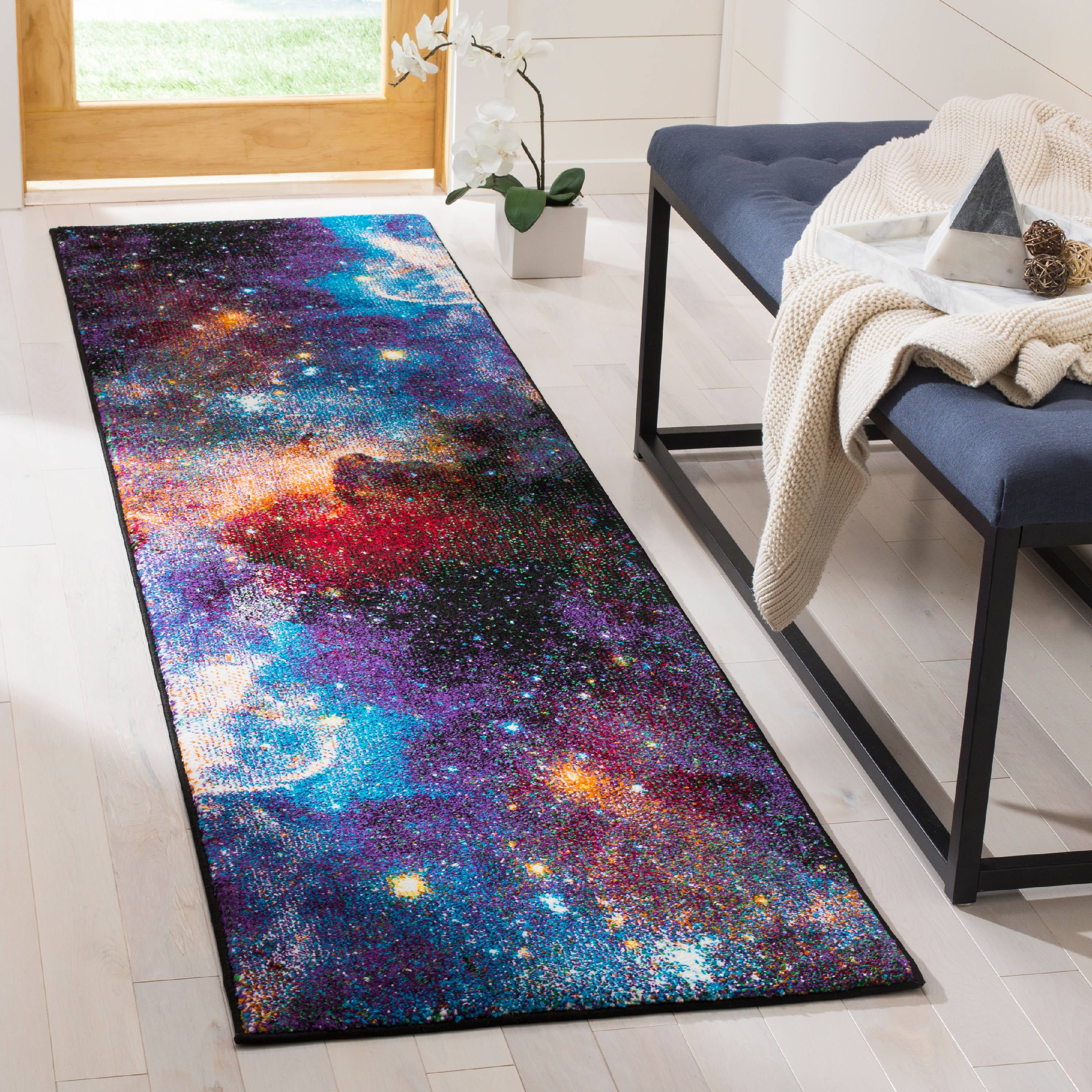 Galaxy GAL109 Power Loomed Indoor Runner - Purple/Multi - 2'3"x12' - Safavieh