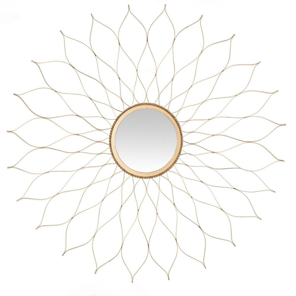 SAFAVIEH Geometric Round Sunburst Flower Mirror, Gold
