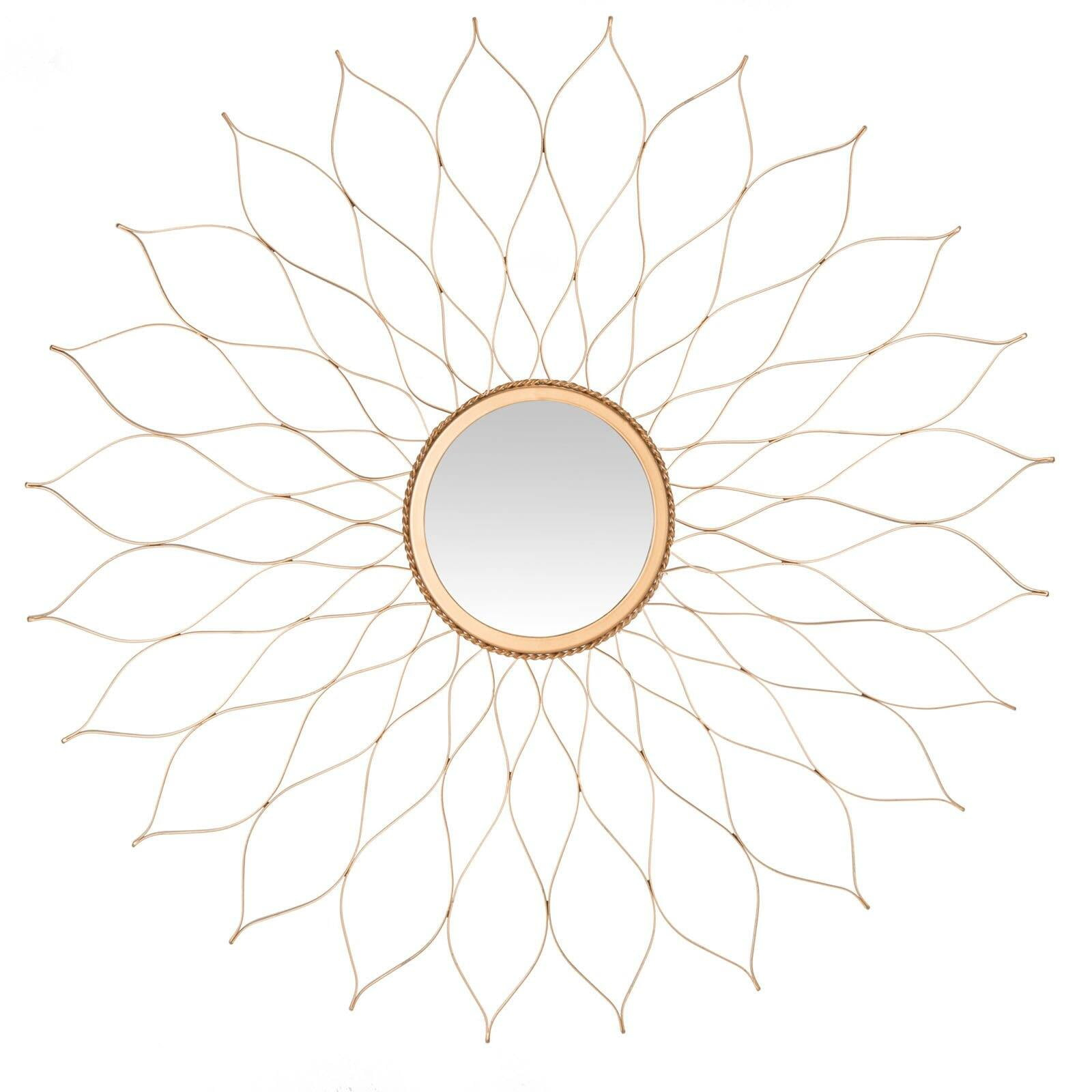 SAFAVIEH Geometric Round Sunburst Flower Mirror, Gold