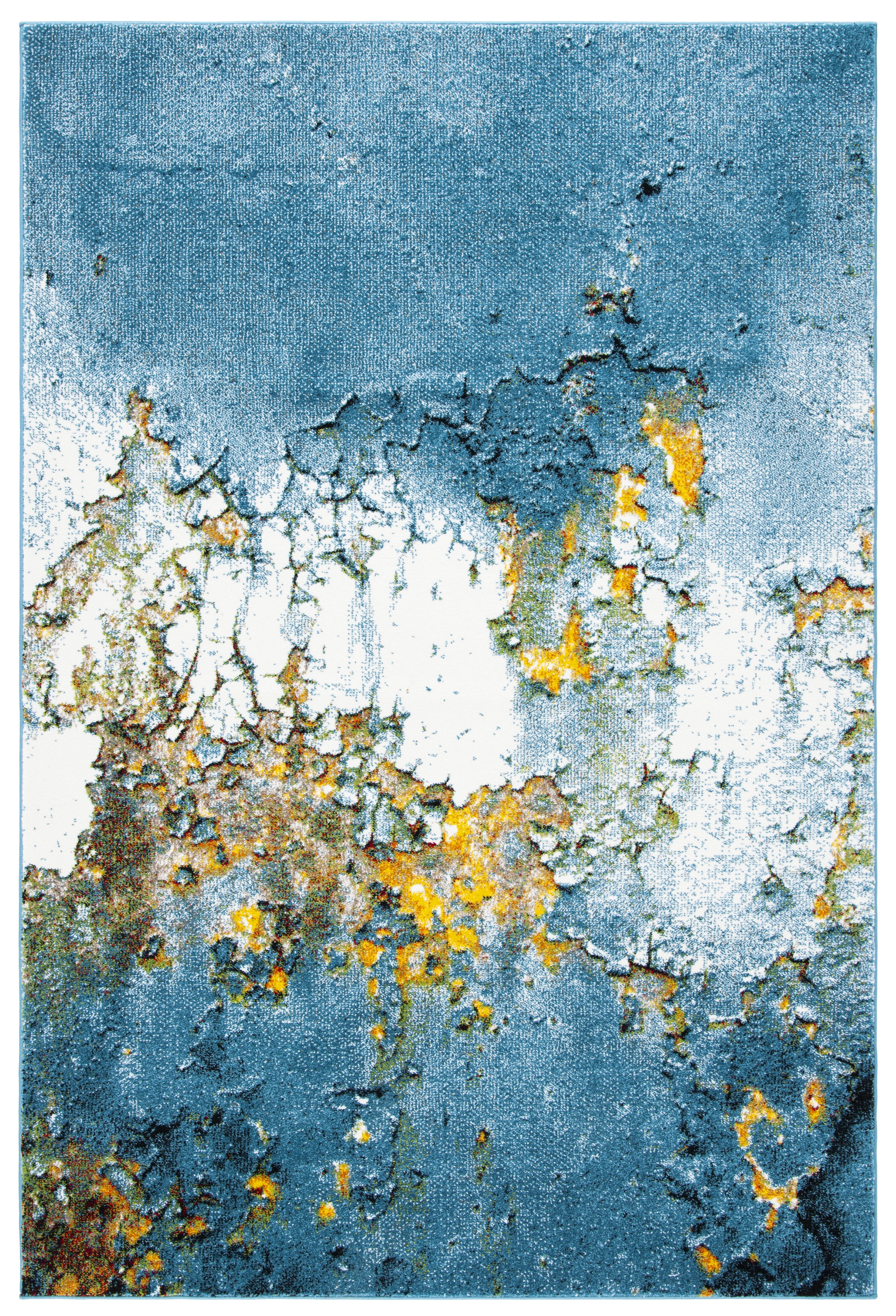 SAFAVIEH Glacier Nazca Geometric Area Rug, Blue/Gold, 2'7" x 5'
