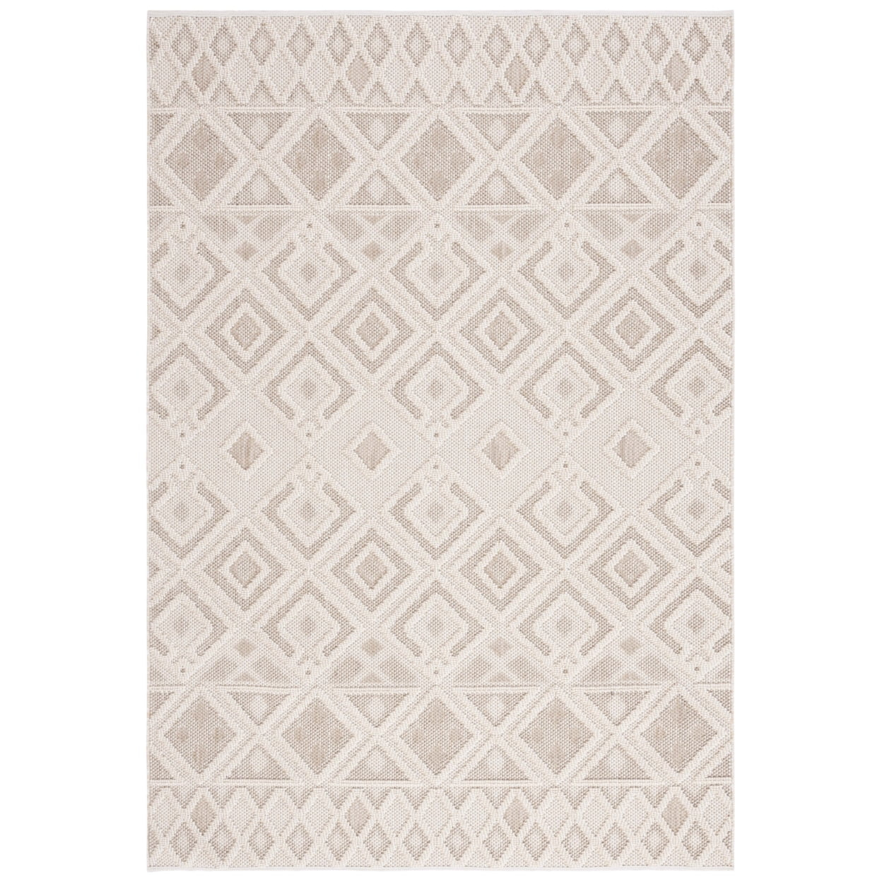 SAFAVIEH Global Saffron Diamond Indoor/Outdoor Area Rug, Beige/Ivory, 9' x 12'