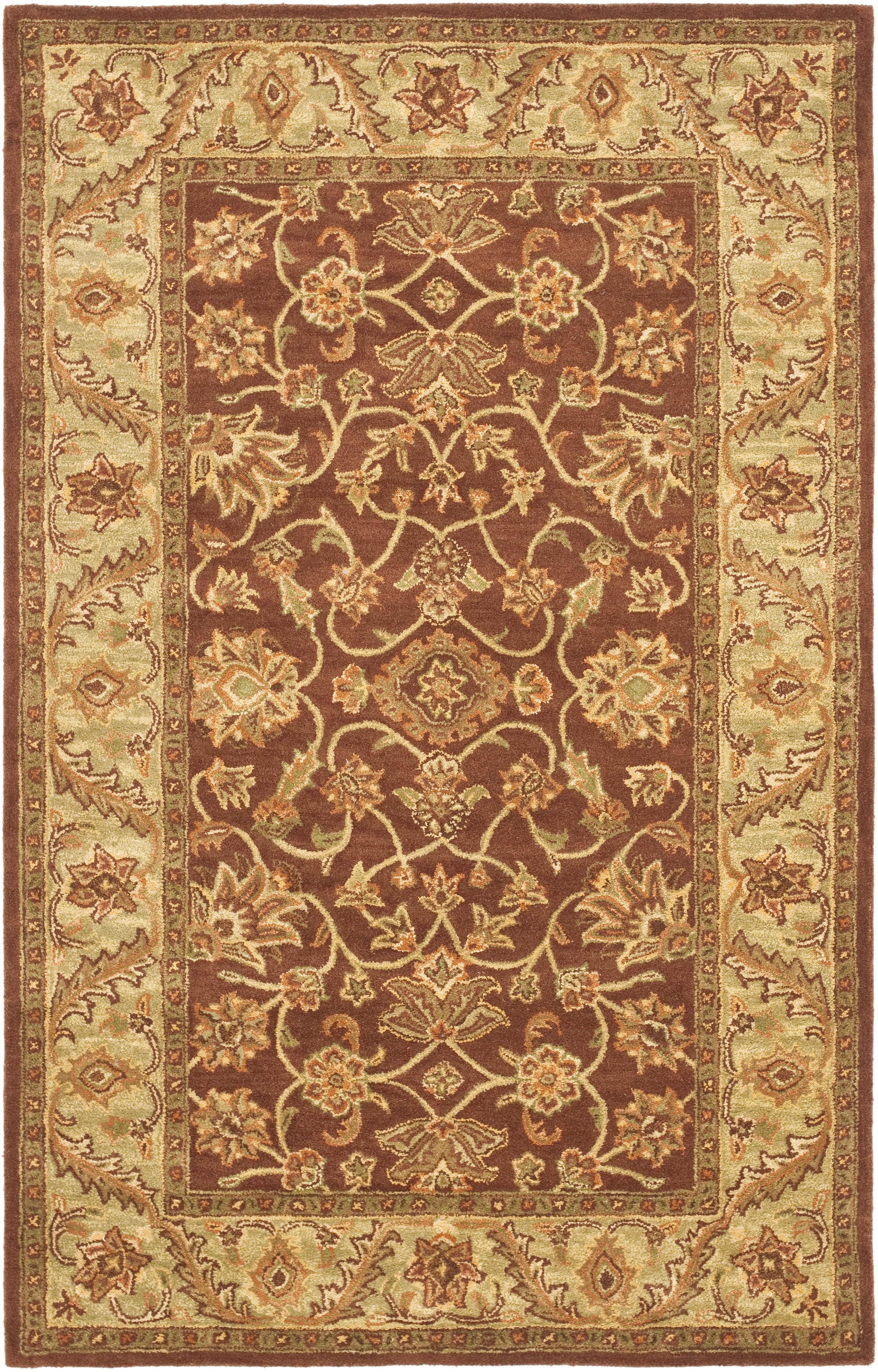 SAFAVIEH Golden Jaipur Dreda Border Wool Area Rug, Rust/Green, 6' x 9'