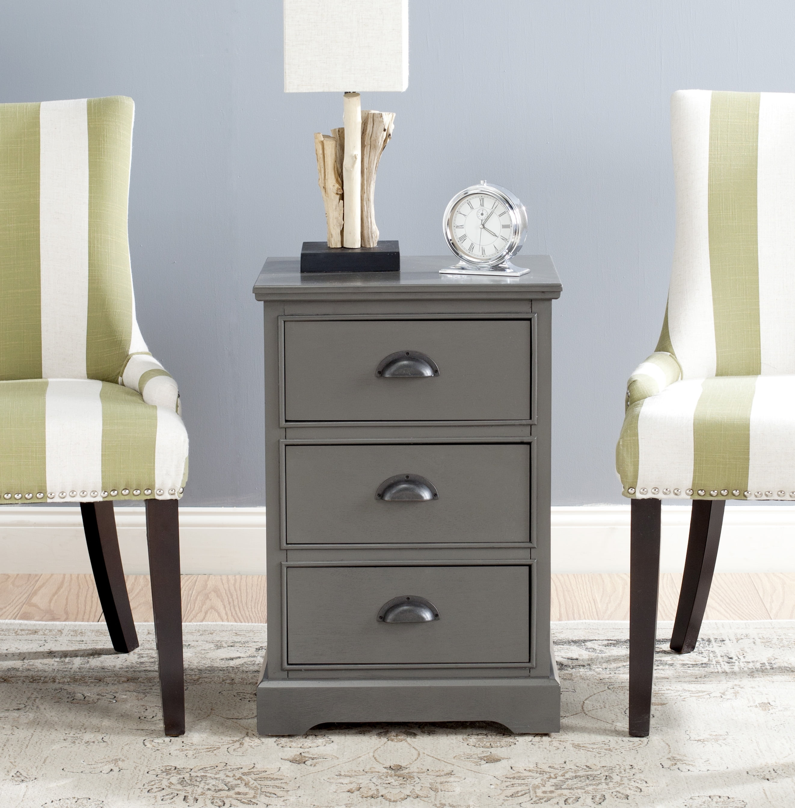 Griffin 3 Drawer Side Table - Grey - Safavieh.