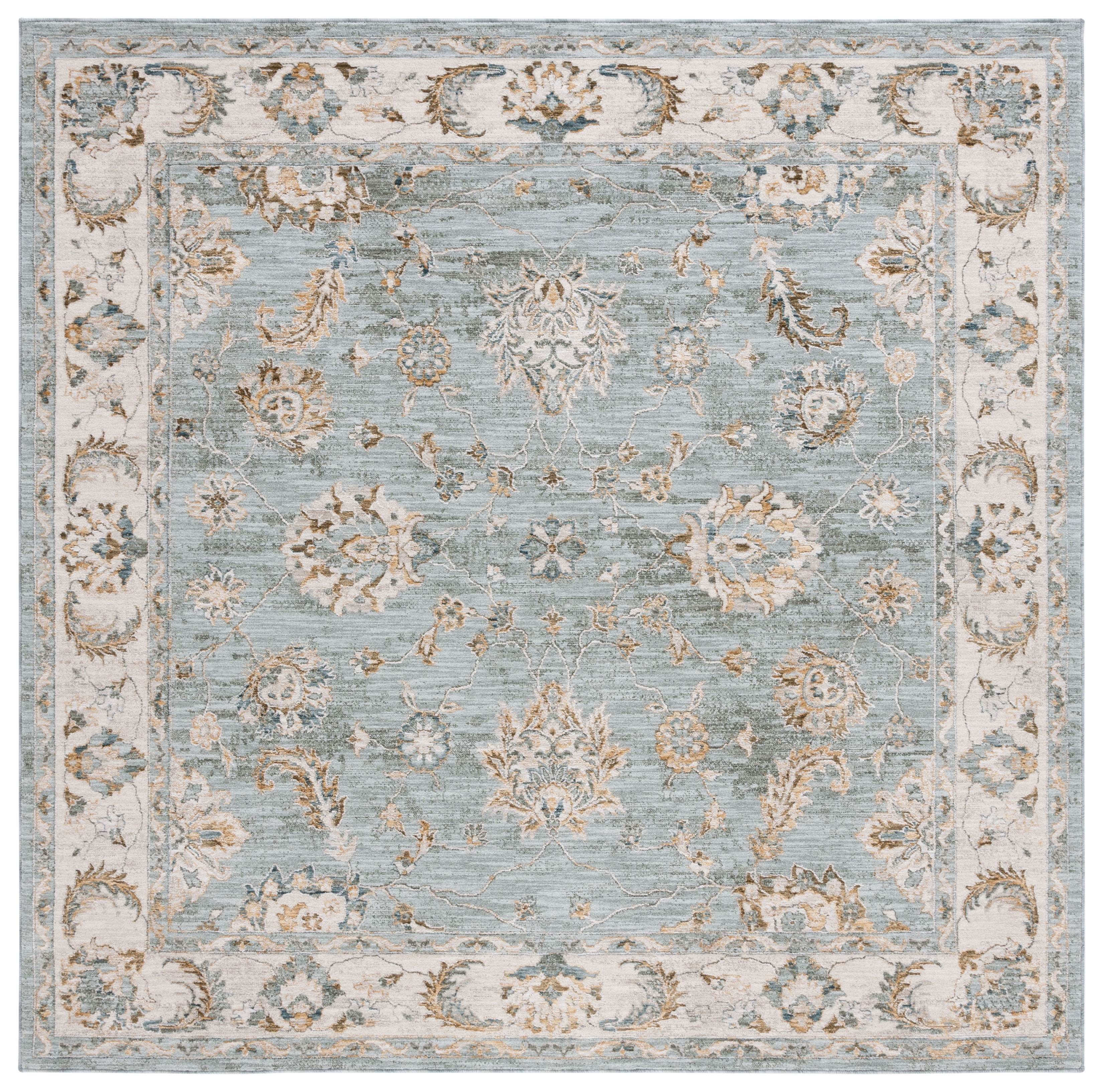 Hamilton HLT106 Power Loomed Area Rug - Blue/Gold - 6'7"x6'7" - Safavieh.