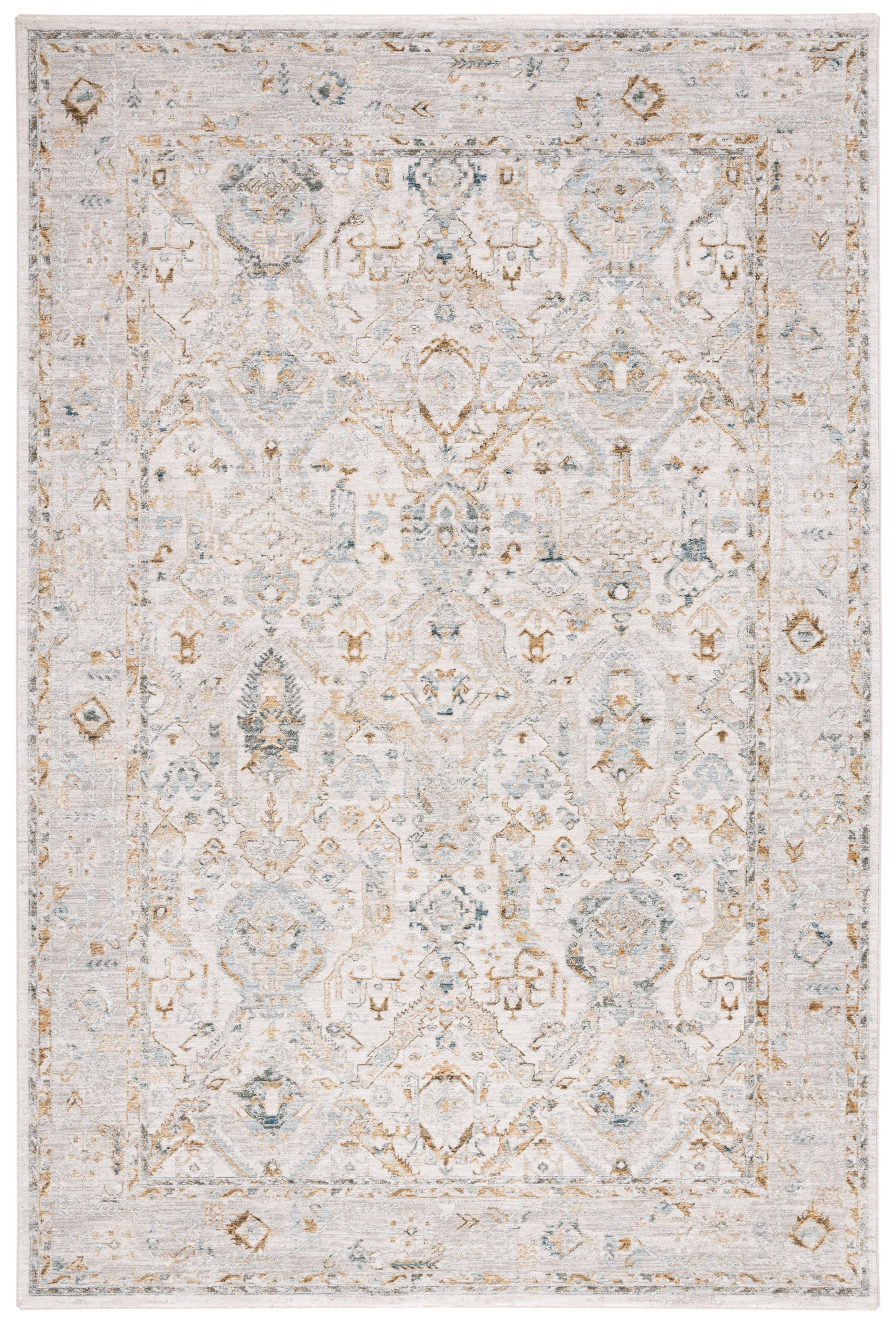 SAFAVIEH Hamilton Leo Oriental Polyester Area Rug, Grey/Blue, 9' x 12'