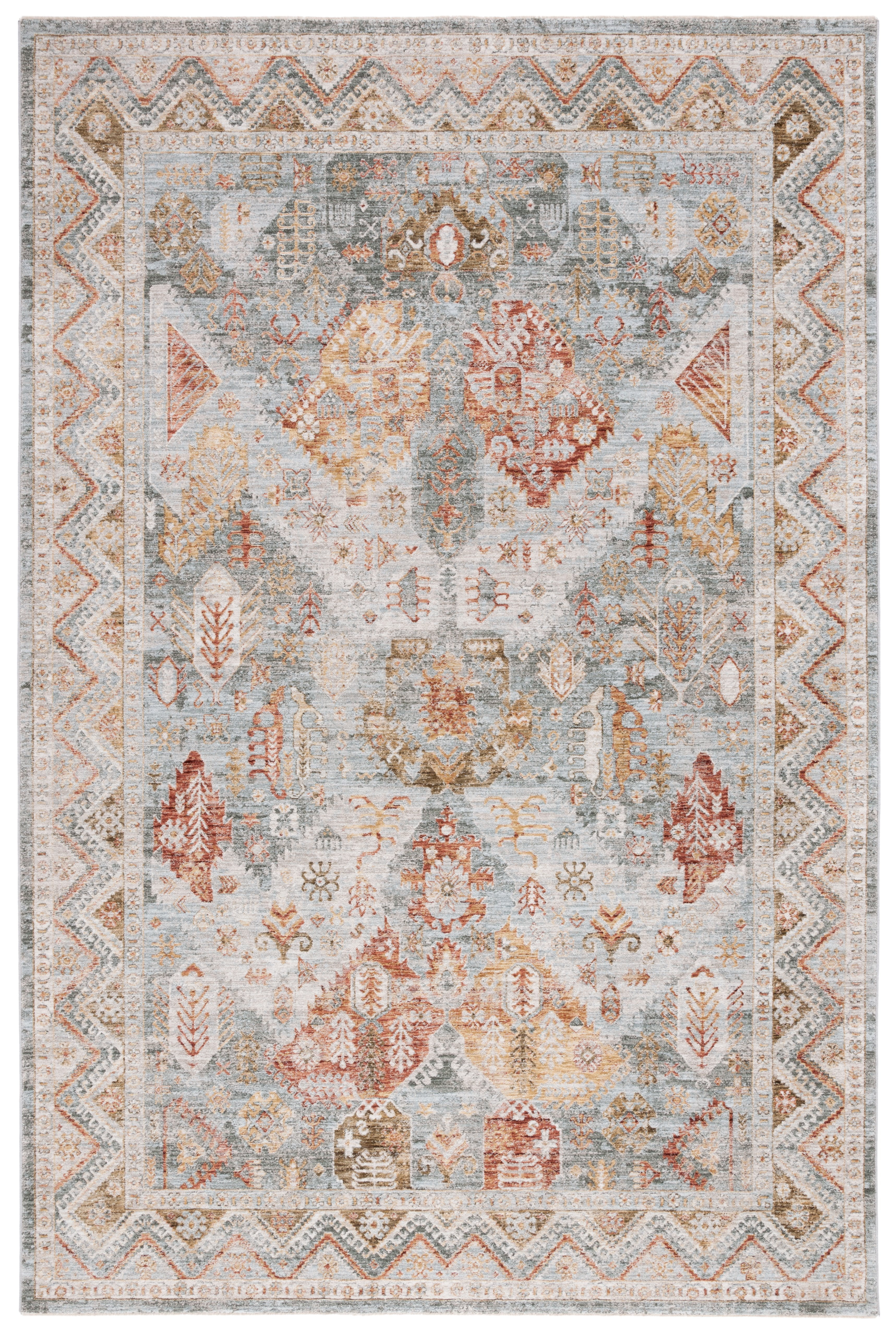 Hamilton HLT104 Power Loomed Area Rug - Blue/Gold Rust - 8'x10' - Safavieh.