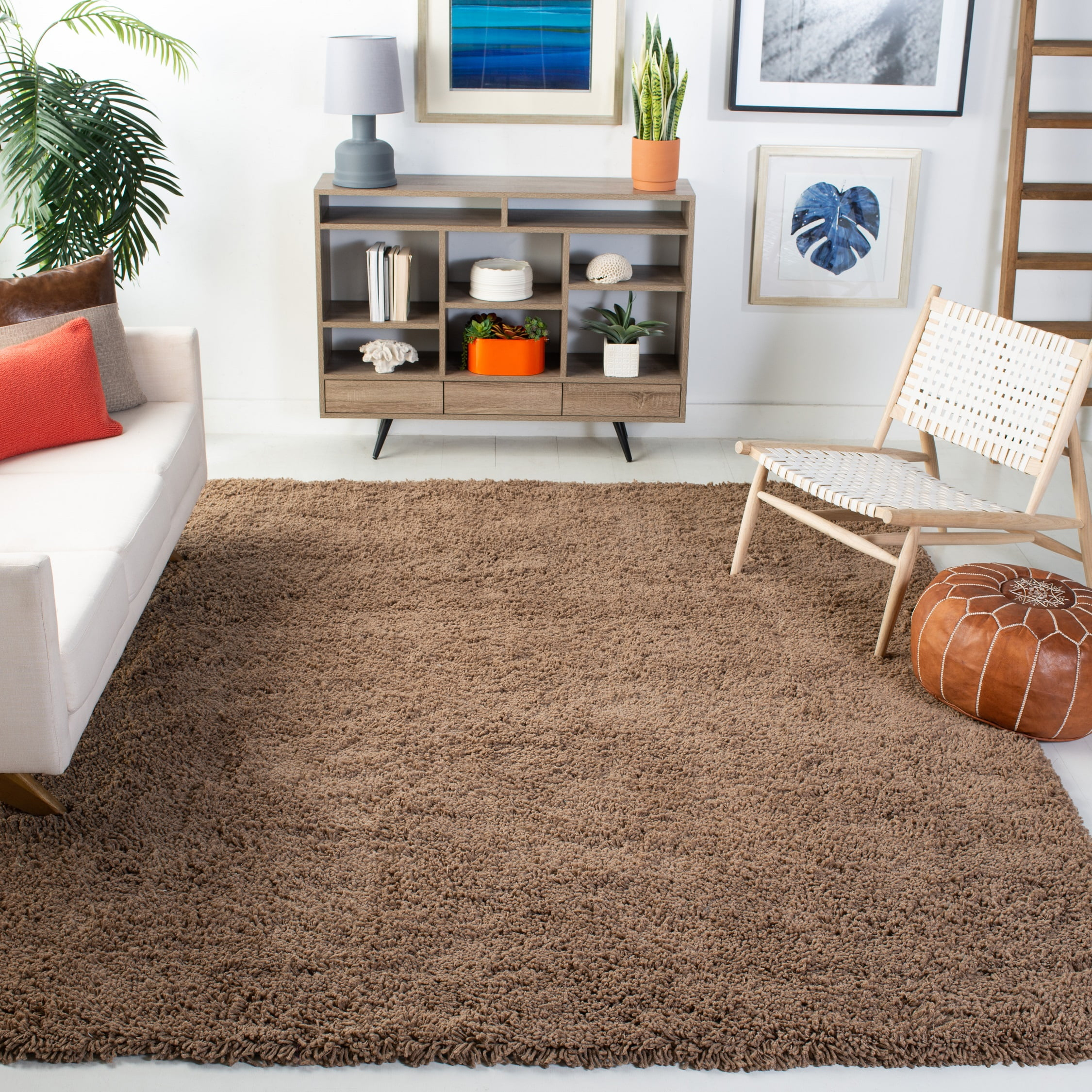 SAFAVIEH Harvey Solid Plush Shag Area Rug, Taupe, 3' x 5'