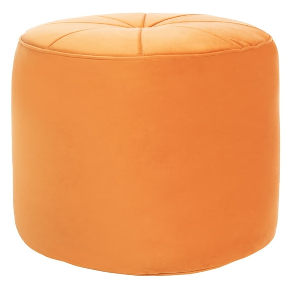 SAFAVIEH Hawkem Modern Velvet Ottoman, Orange
