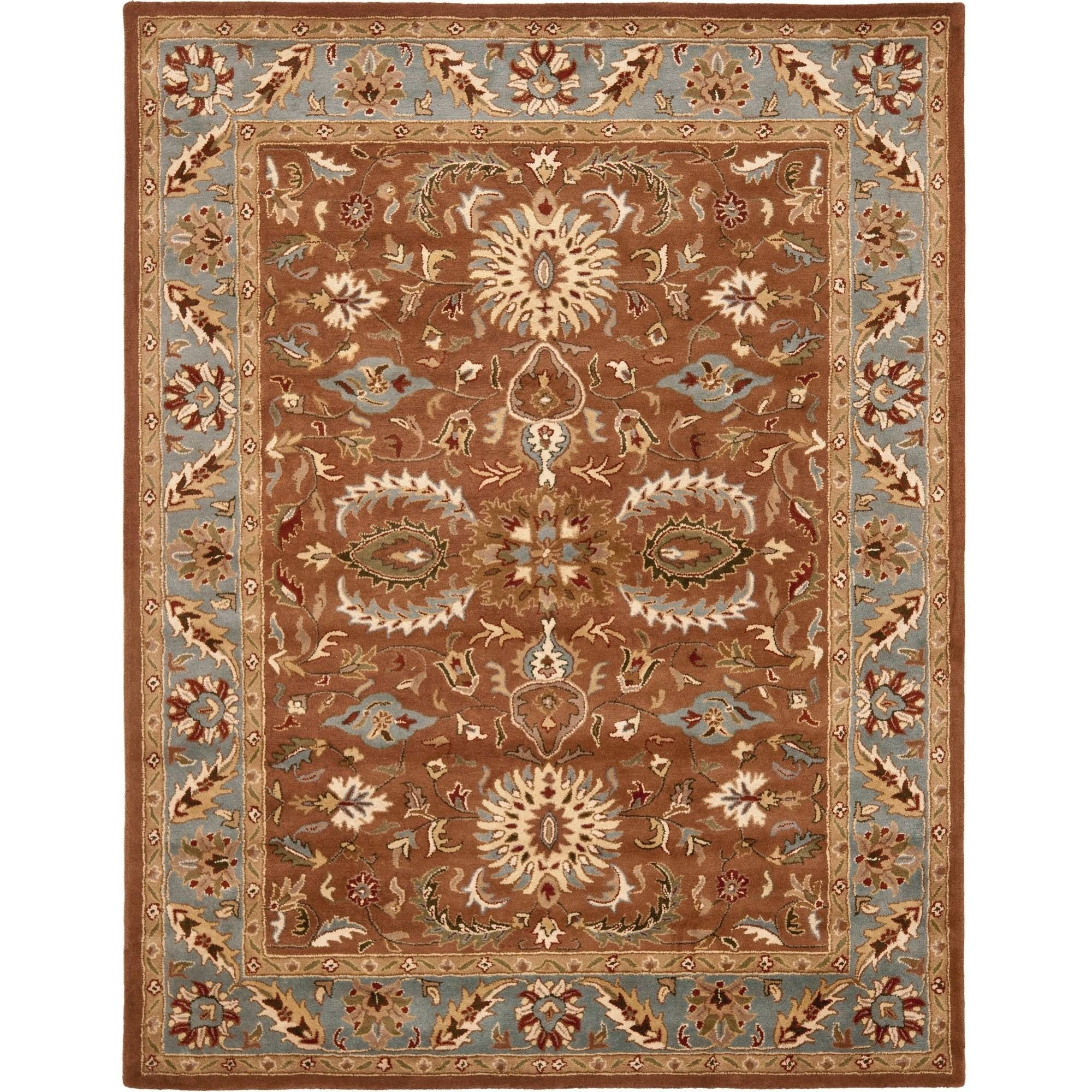 SAFAVIEH Heritage Anglia Traditional Wool Area Rug, Brown/Blue, 6' x 9'