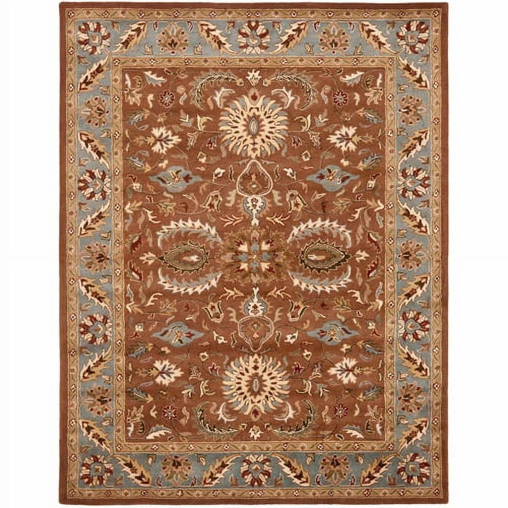 SAFAVIEH Heritage Anglia Traditional Wool Area Rug, Brown/Blue, 9'6" x 13'6"