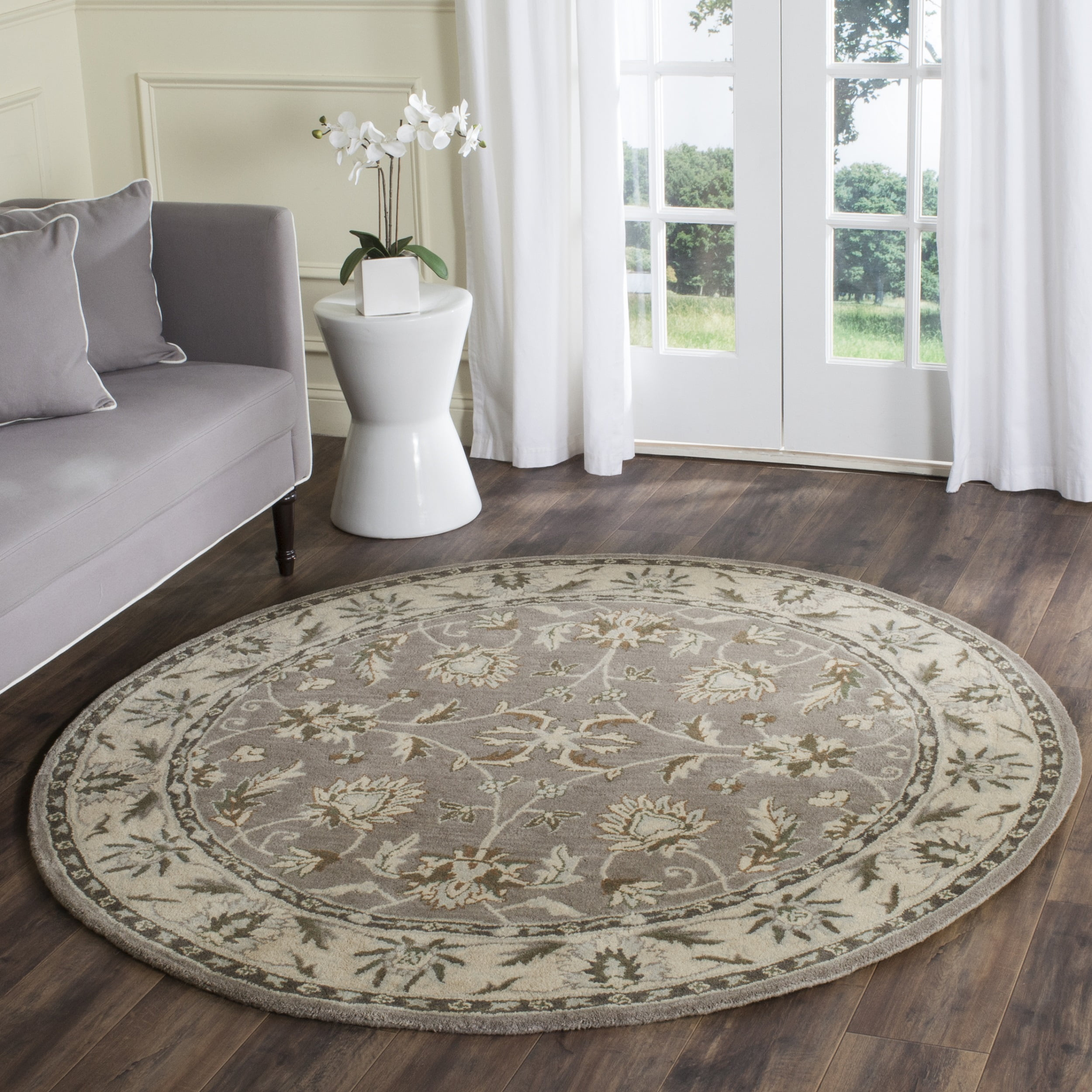 Heritage HG863 Hand Tufted Area Rug - Grey/Beige - 6' Round - Safavieh.