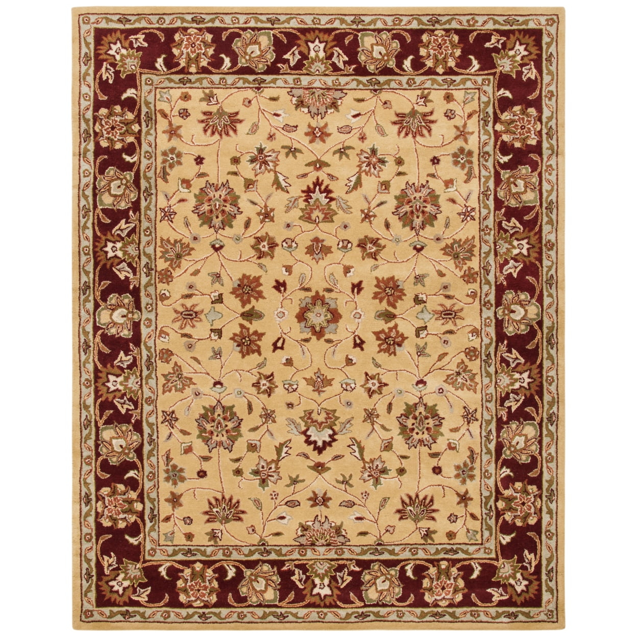 SAFAVIEH Heritage Bernica Traditional Wool Area Rug, Ivory/Red, 6' x 6' Square