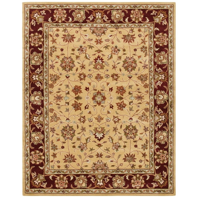 SAFAVIEH Heritage Bernica Traditional Wool Area Rug, Ivory/Red, 6' x 6' Square