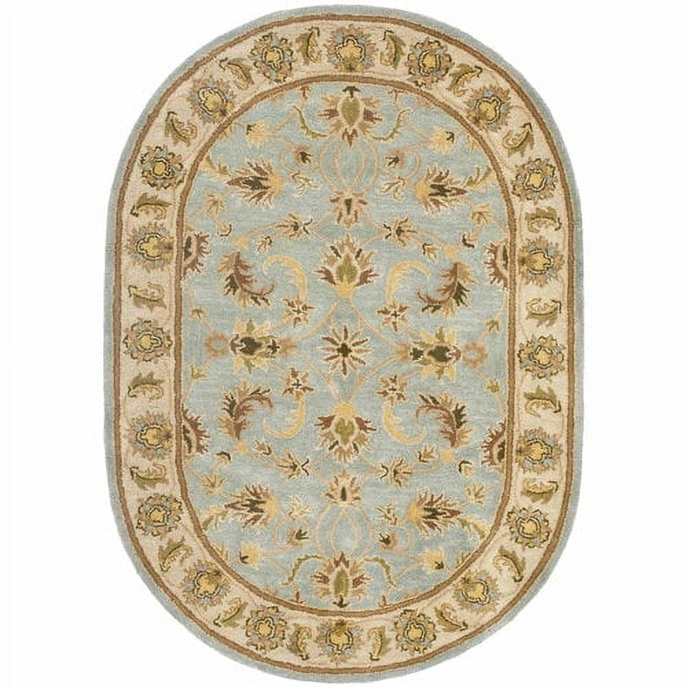 Heritage HG913 Hand Tufted Area Rug - Light Blue/Beige - 4'6"x6'6" Oval - Safavieh.