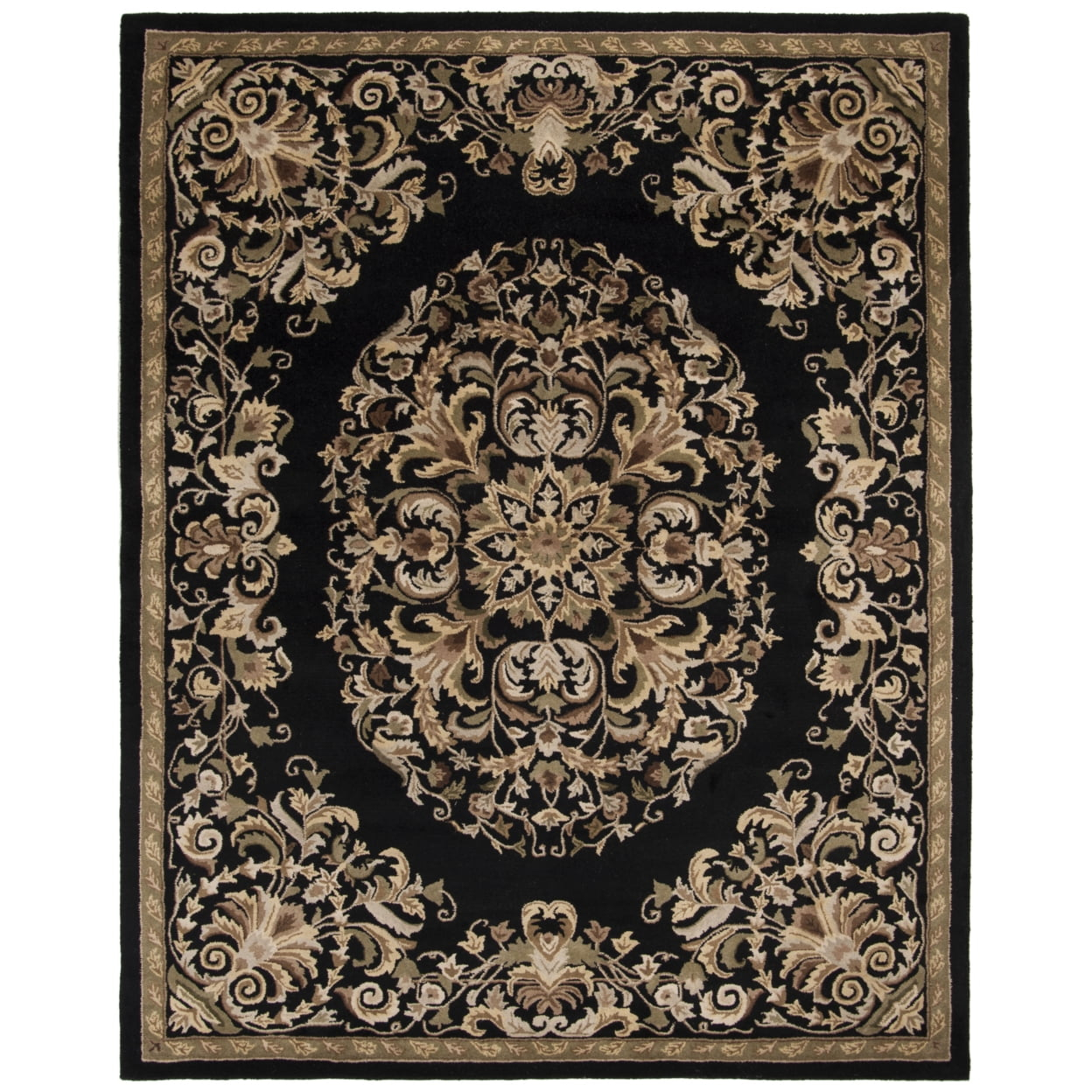 SAFAVIEH Heritage Cleves Traditional Wool Area Rug, Black, 7'6" x 9'6" Oval