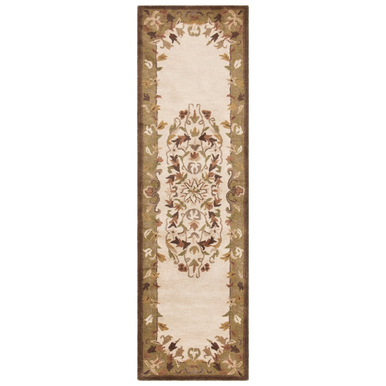 SAFAVIEH Heritage Cleves Traditional Wool Runner Rug, Beige/Green, 2'3" x 10'
