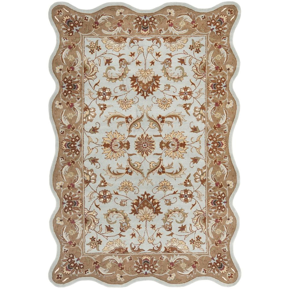 Heritage HG822 Hand Tufted Area Rug - Blue/Beige - 6'x9' Scalloped Edge - Safavieh.