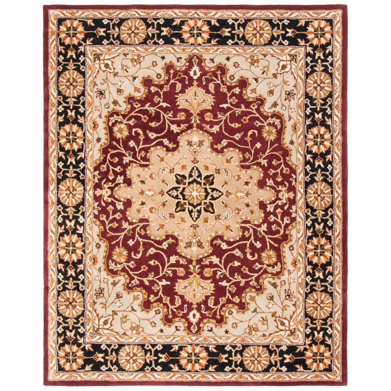SAFAVIEH Heritage Cromwell Oriental Wool Area Rug, Red/Black, 4'6" x 6'6" Oval