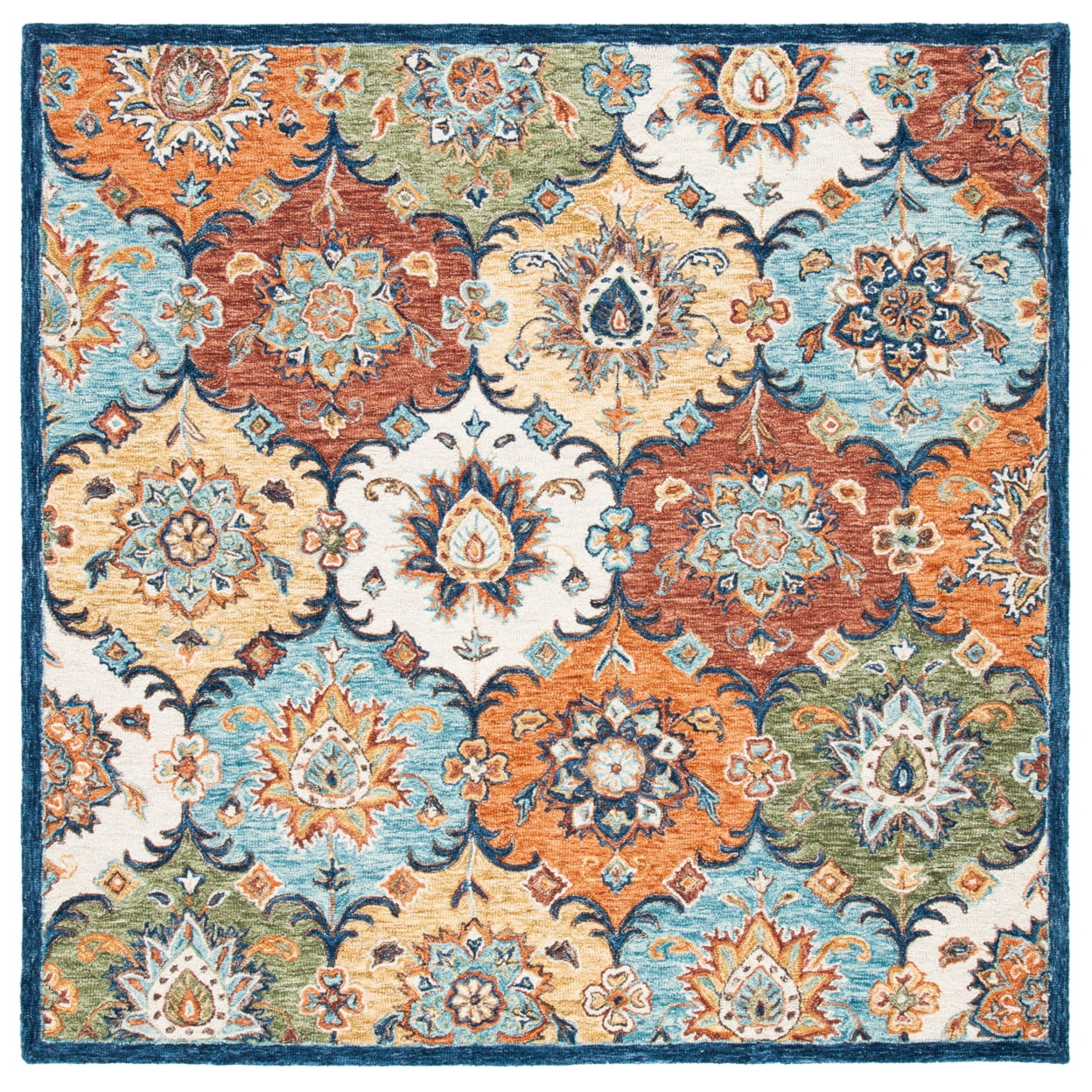 Heritage HG351 Hand Tufted Area Rug - Blue/Rust - 6'x6' - Safavieh.