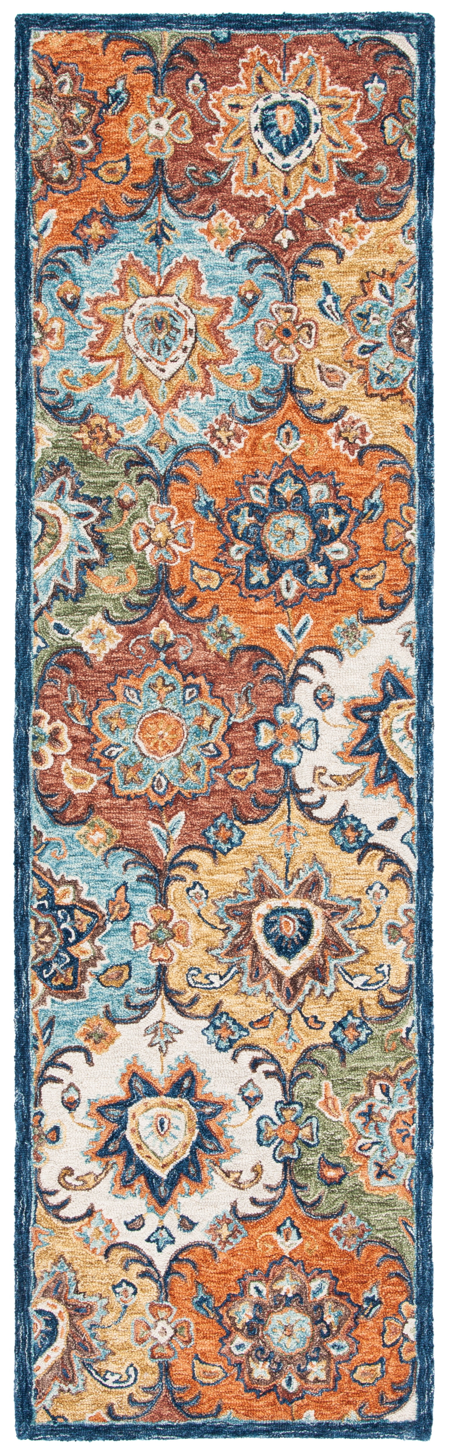 Heritage HG351 Hand Tufted Runner Rug - Blue/Rust - 2'3"x8' - Safavieh.