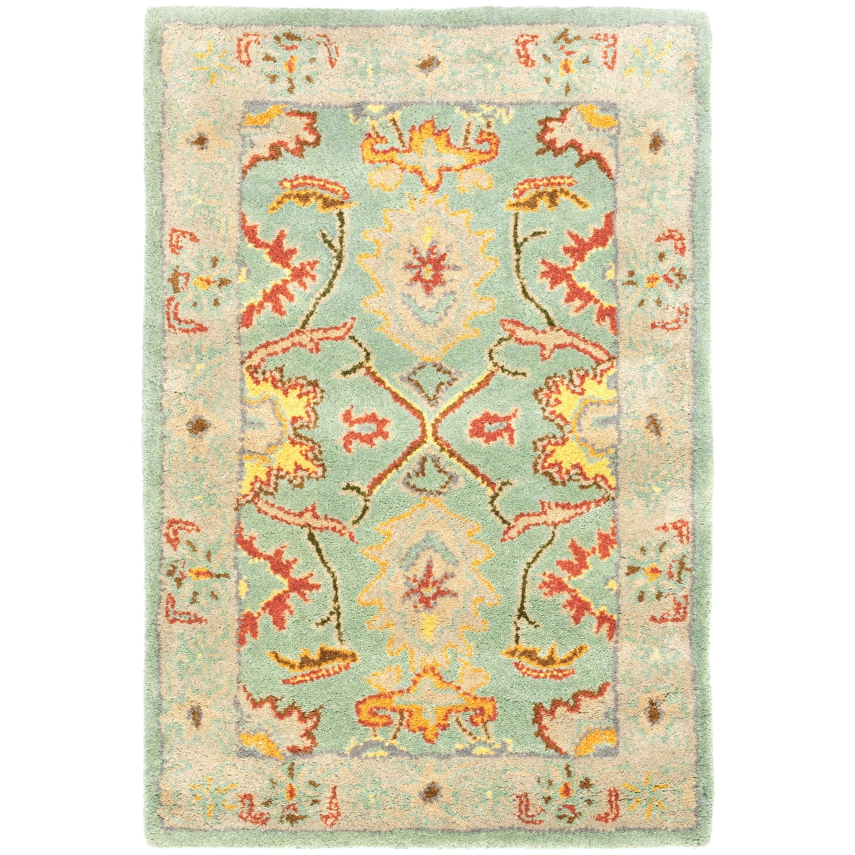 SAFAVIEH Heritage Giles Traditional Wool Area Rug, Light Blue/Ivory, 2' x 3'