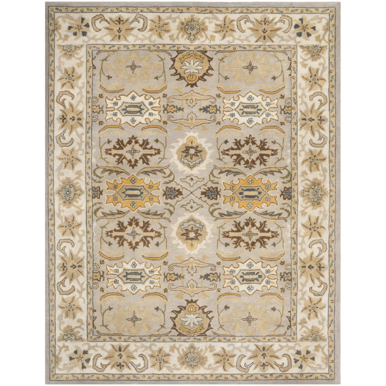 SAFAVIEH Heritage Giles Traditional Wool Area Rug, Light Grey/Grey, 7'6" x 9'6"