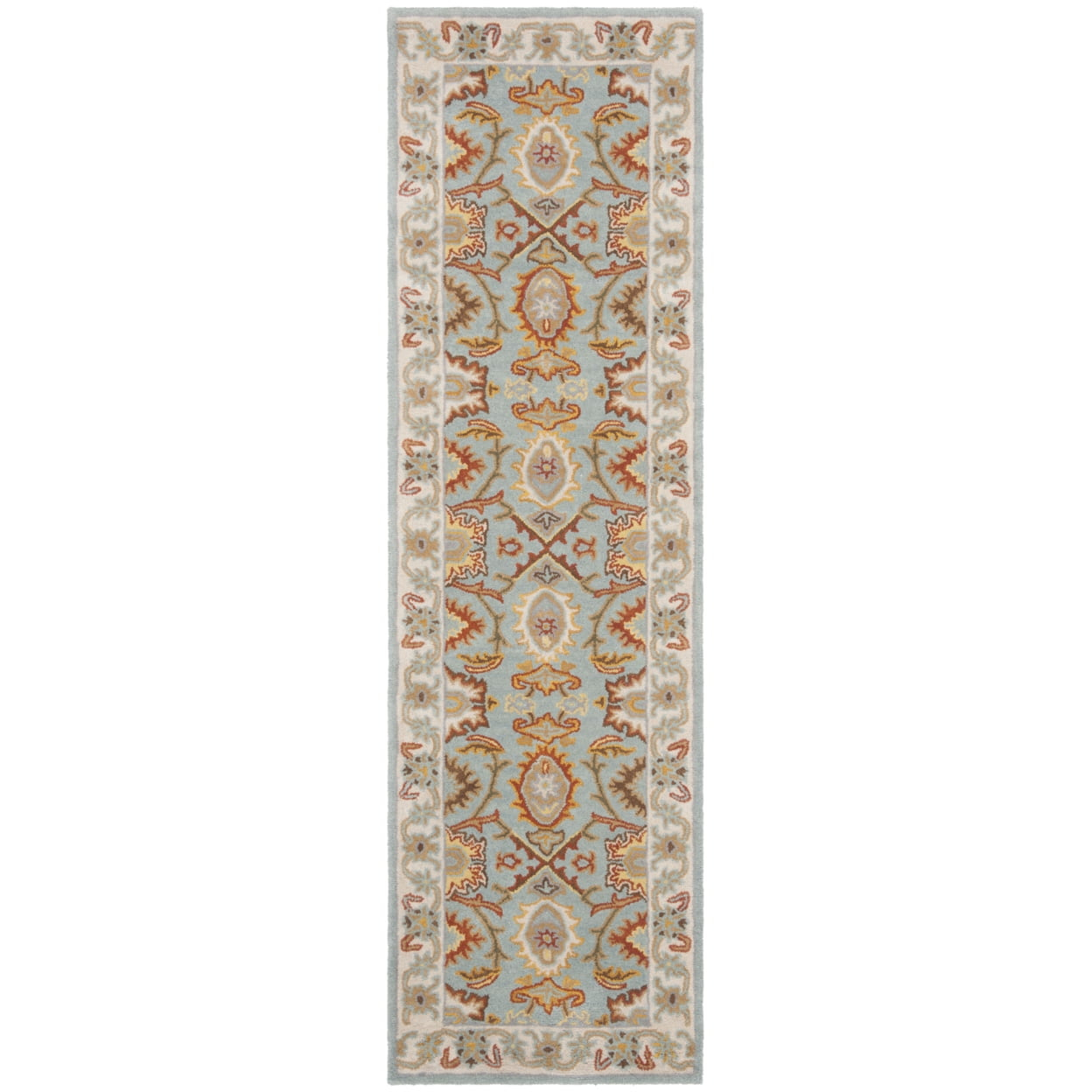 SAFAVIEH Heritage Giles Traditional Wool Runner Rug, Light Blue/Ivory, 2'3" x 14'