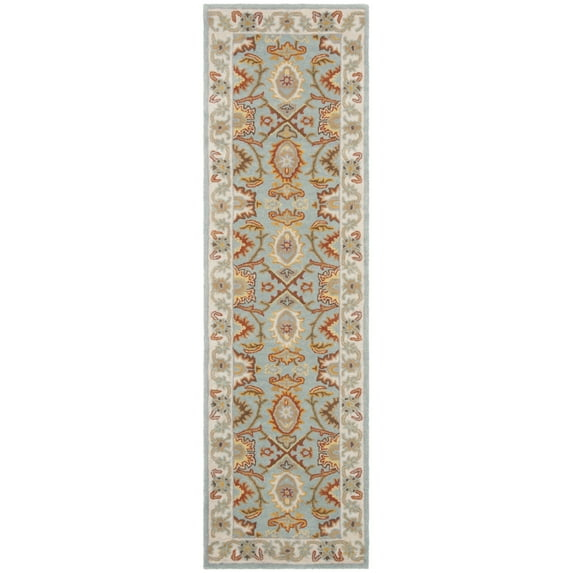 SAFAVIEH Heritage Giles Traditional Wool Runner Rug, Light Blue/Ivory, 2'3" x 14'