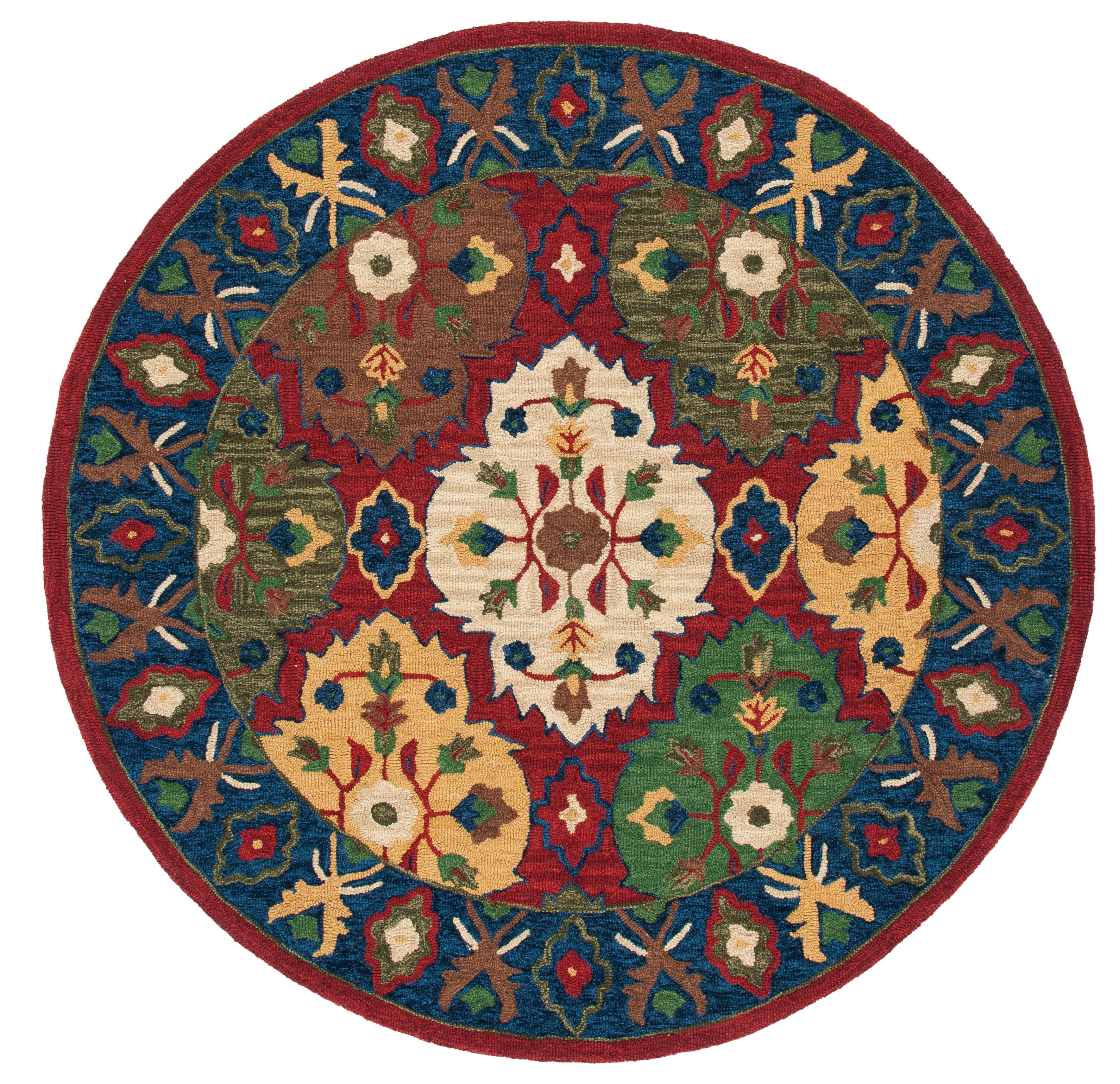Heritage HG354 Hand Tufted Area Rug - Red/Blue - 6' Round - Safavieh.