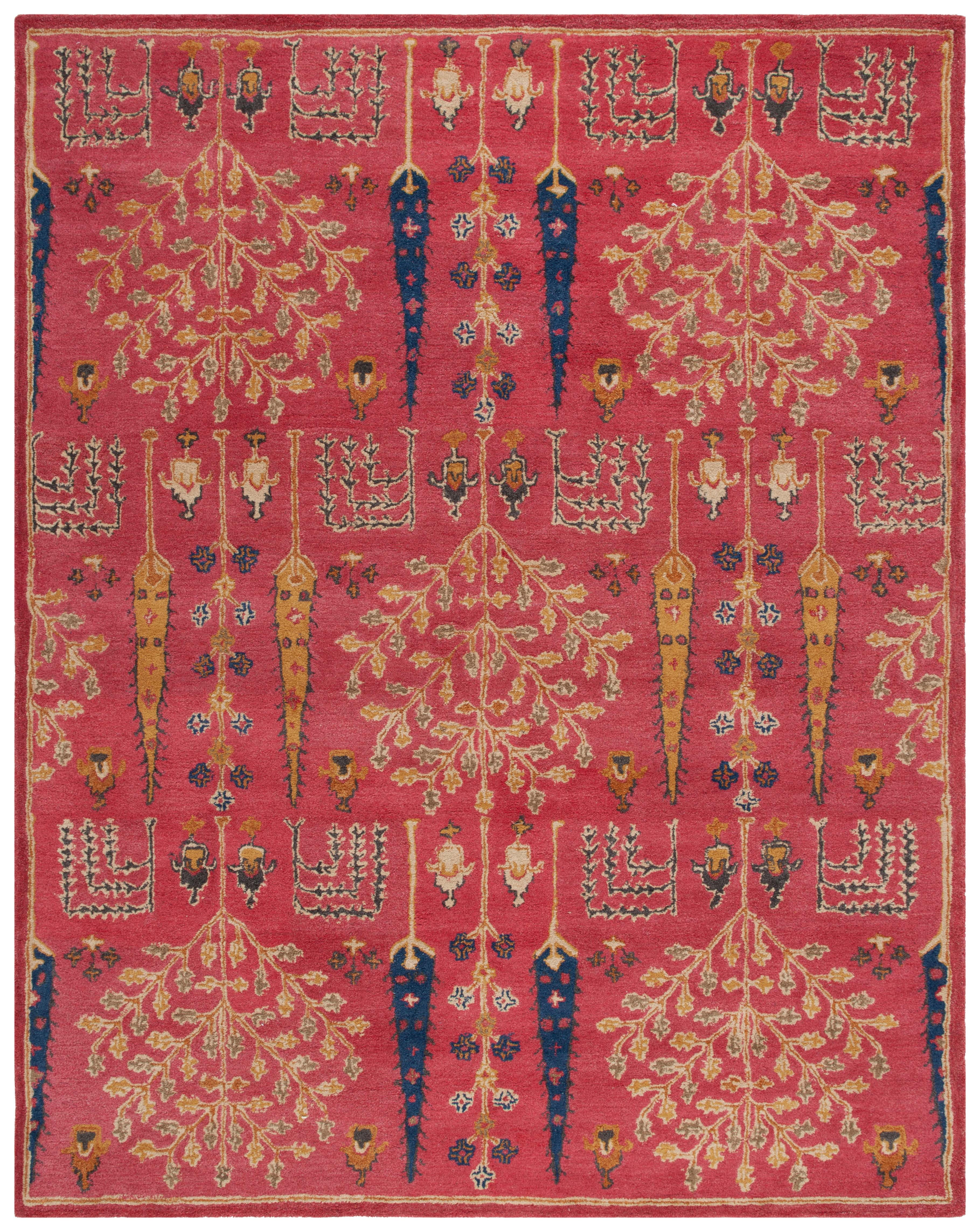 SAFAVIEH Heritage Kynaston Floral Wool Area Rug, Red/Multi, 9' x 12'