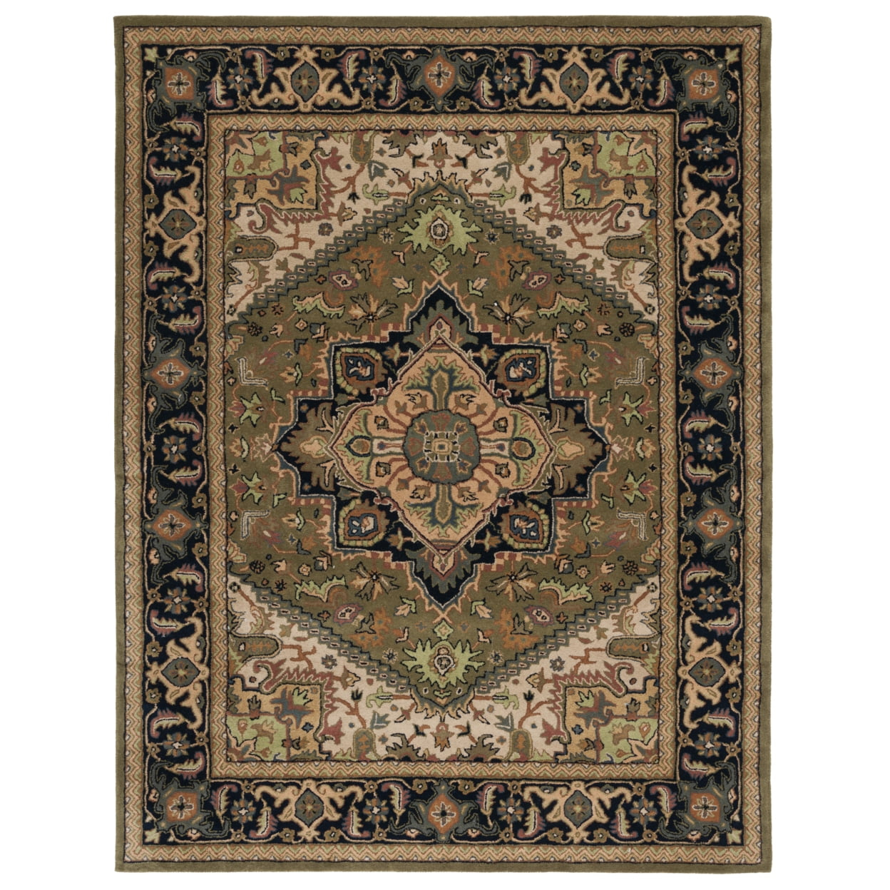 SAFAVIEH Heritage York Oriental Wool Area Rug, Green/Light Brown, 9' x 12'