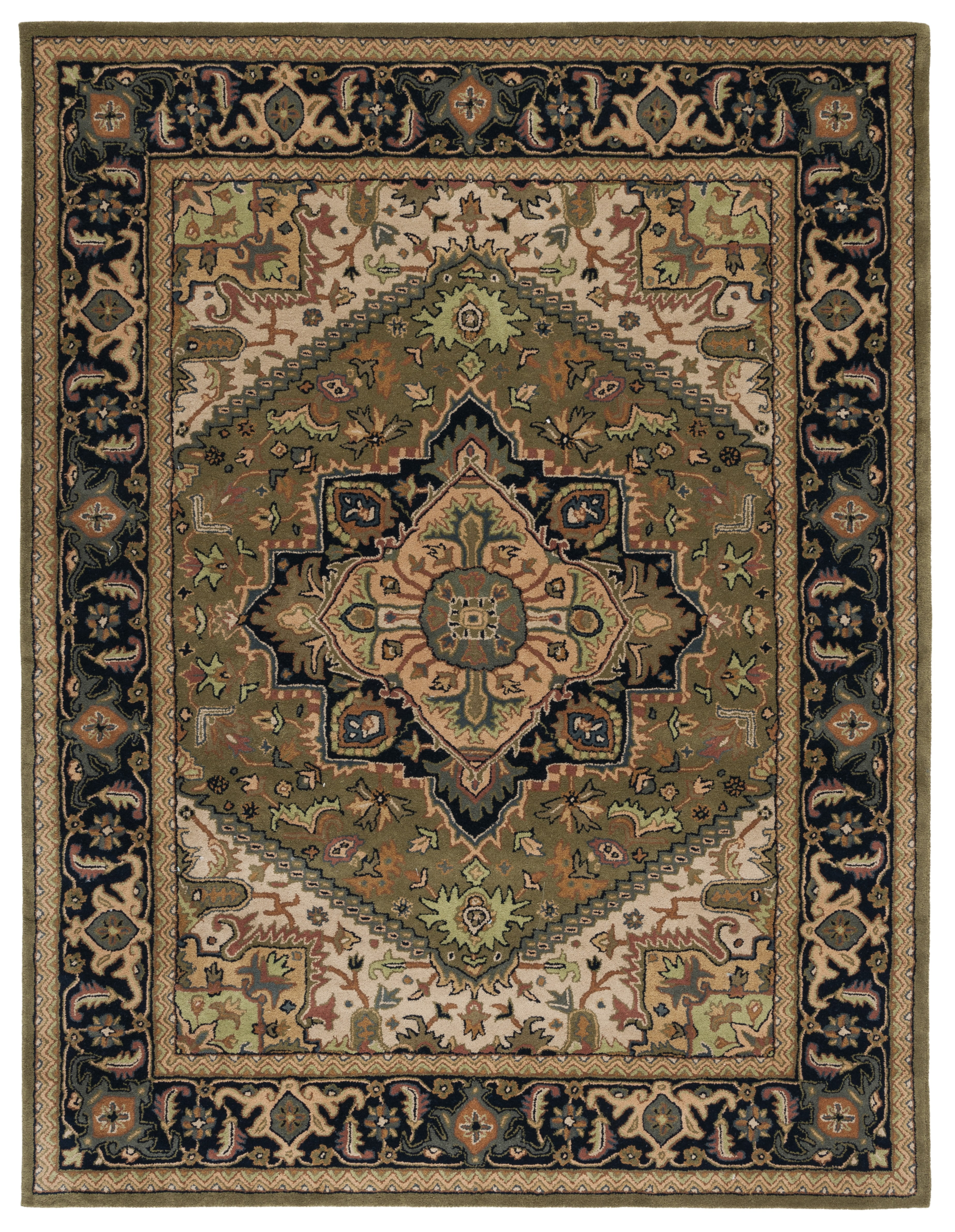 SAFAVIEH Heritage York Oriental Wool Area Rug, Green/Light Brown, 9' x 12'