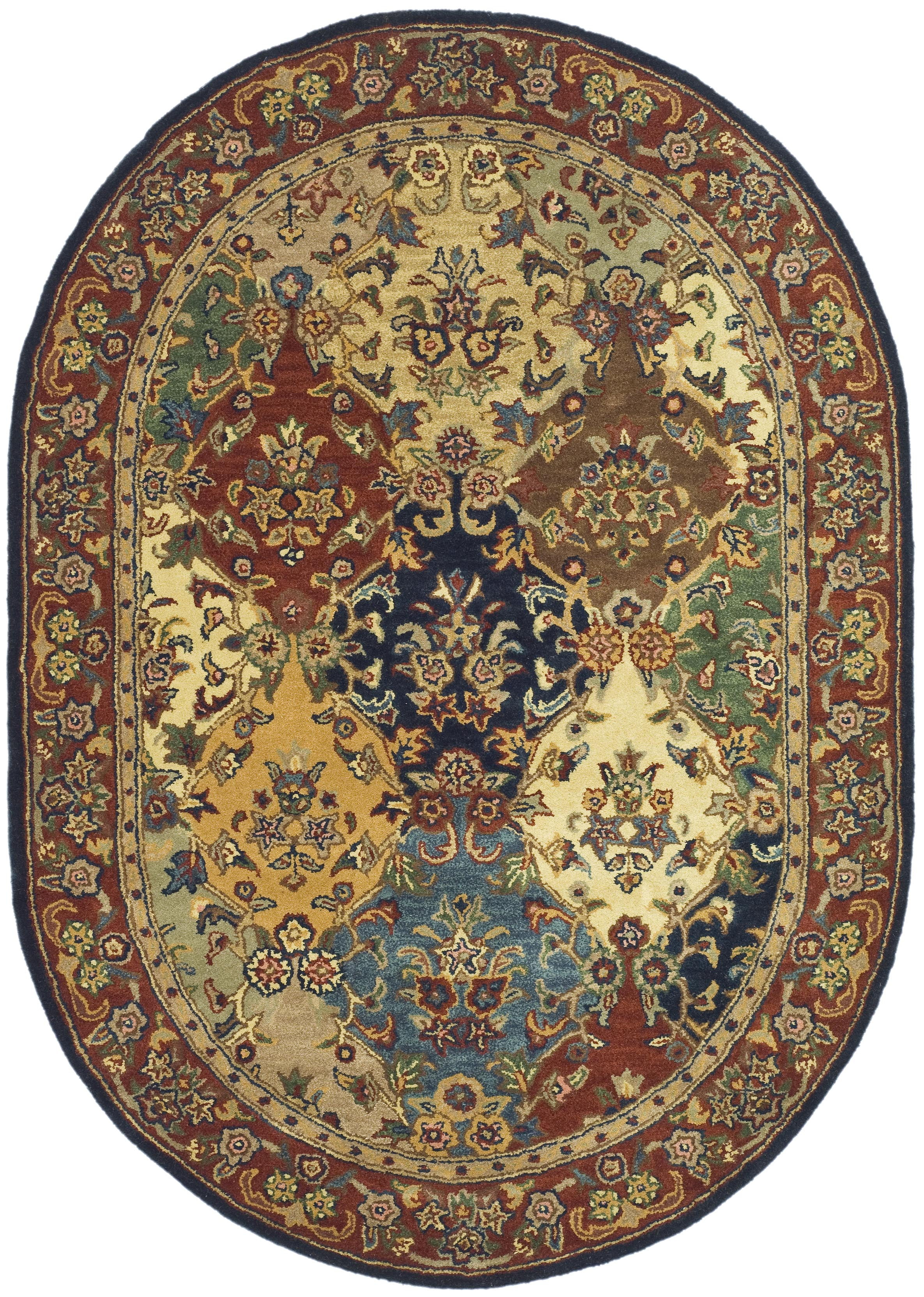 Heritage HG911 Hand Tufted Area Rug - Multi/Burgundy - 4'6"x6'6" Oval - Safavieh.