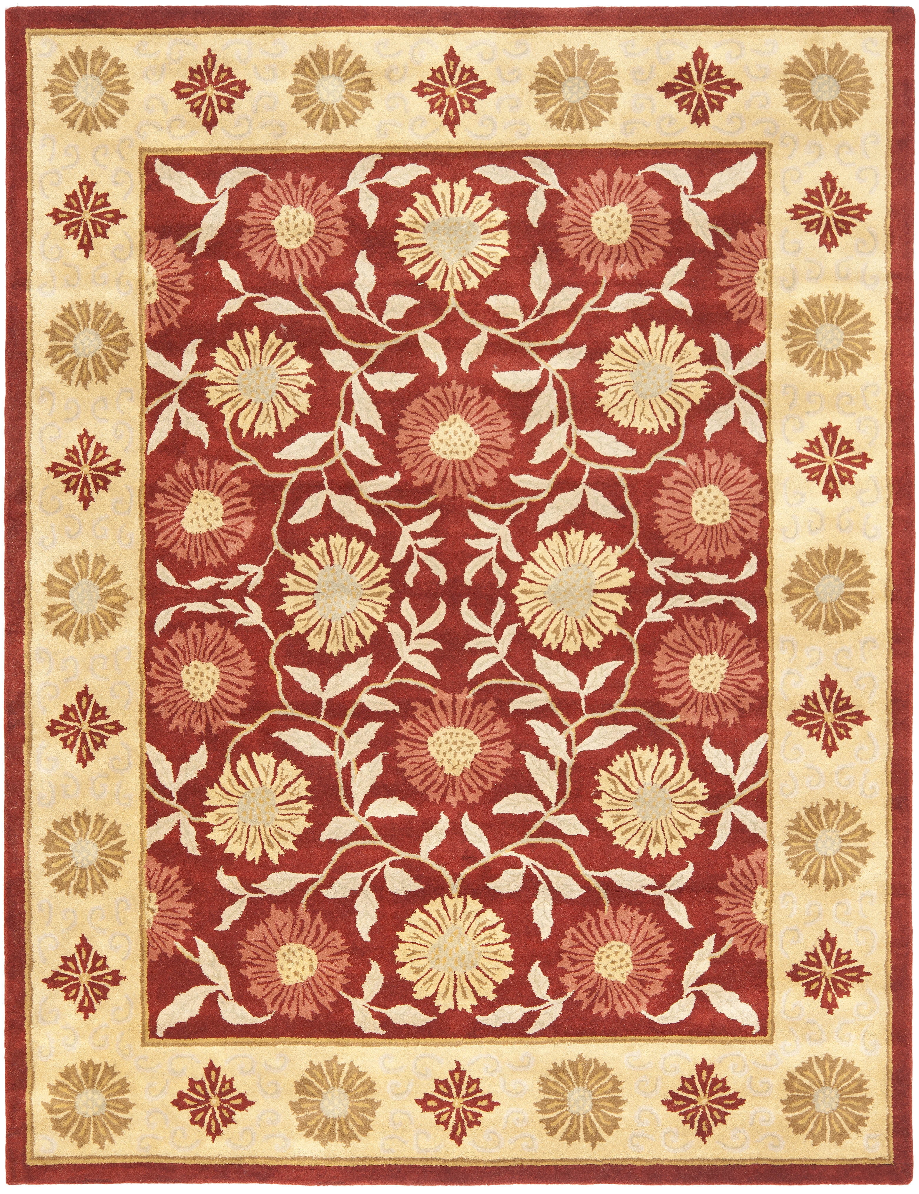 SAFAVIEH Heritage Mide Traditional Wool Area Rug, Red/Beige, 9'6" x 13'6"