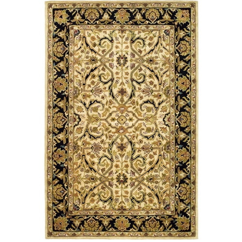 SAFAVIEH Heritage Oslo Traditional Wool Area Rug, Ivory/Black, 5' x 8'