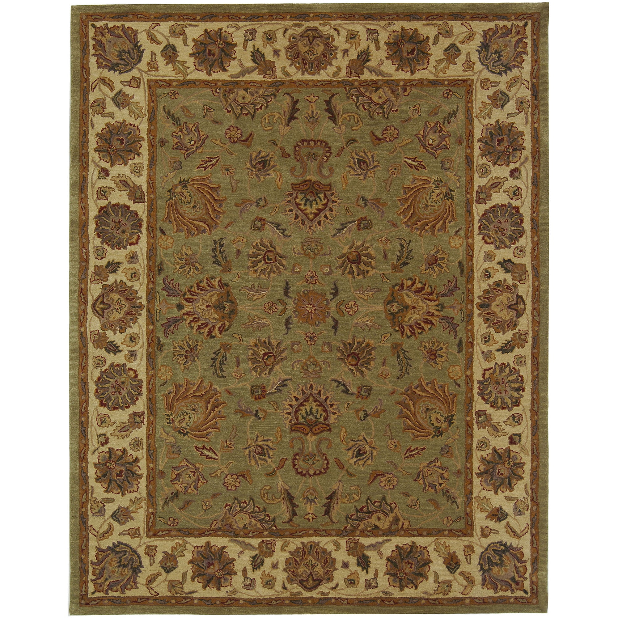 SAFAVIEH Heritage Regis Traditional Wool Area Rug, Green/Gold, 9'6" x 13'6"