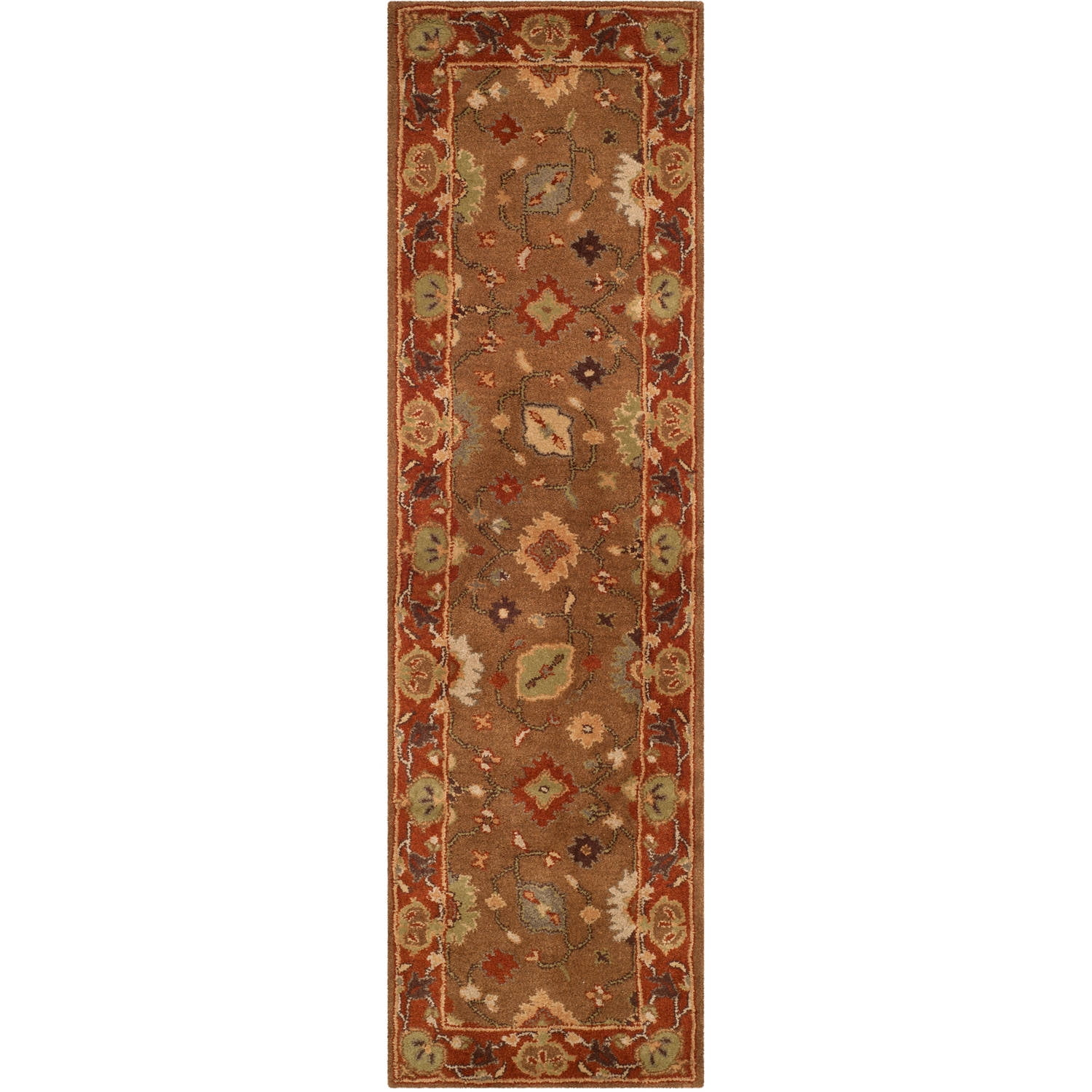 Heritage HG952 Hand Tufted Runner Rug - Moss/Rust - 2'3"x8' - Safavieh.