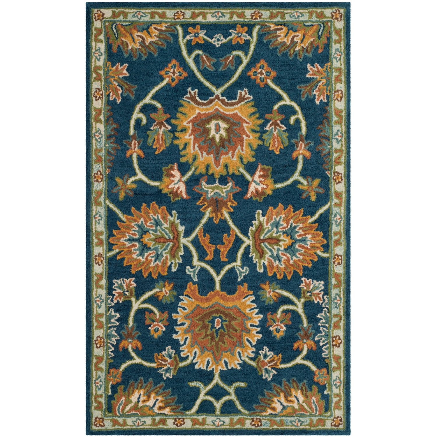 SAFAVIEH Heritage Sharla Floral Wool Area Rug, Navy, 3' x 5'