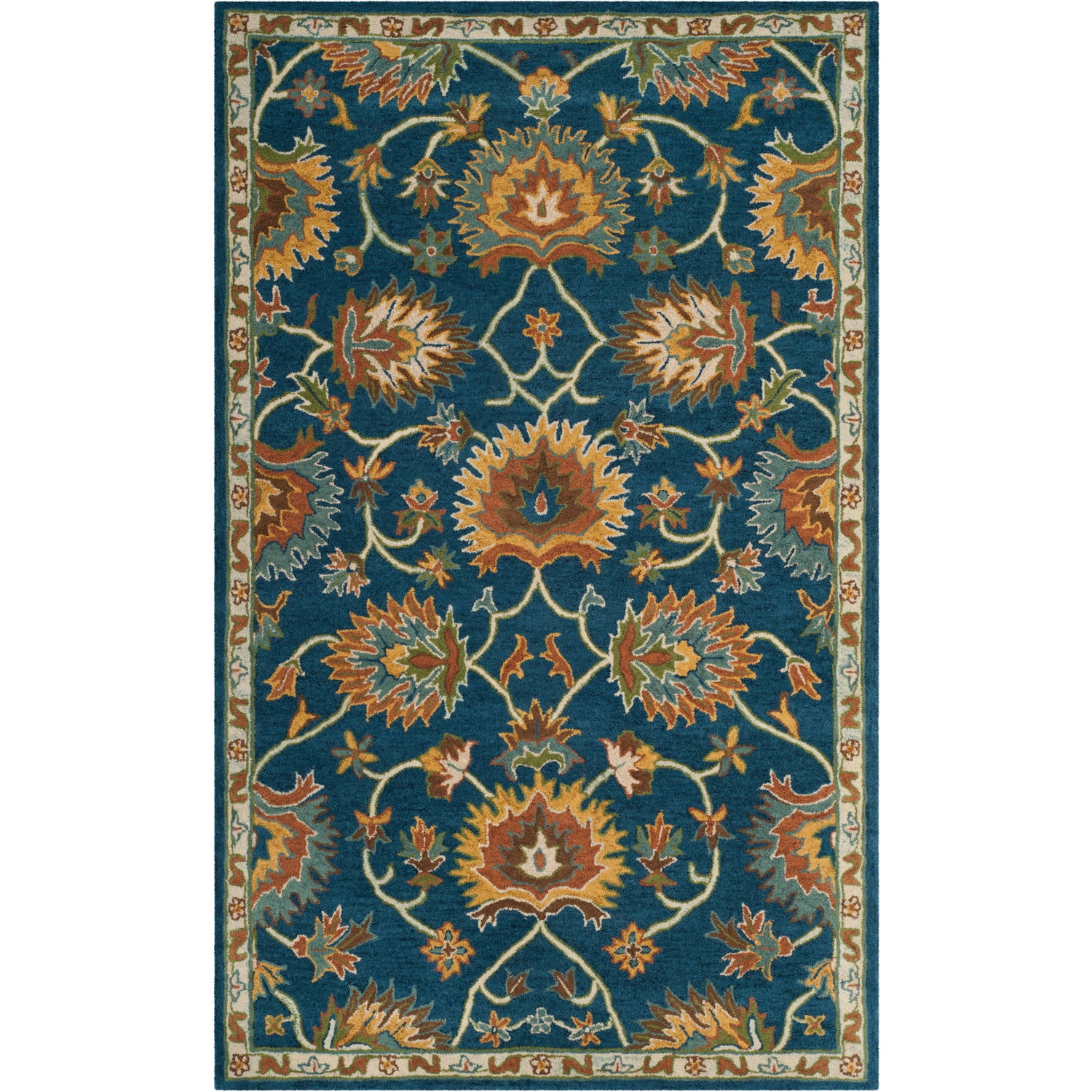 SAFAVIEH Heritage Sharla Floral Wool Area Rug, Navy, 5' x 8'