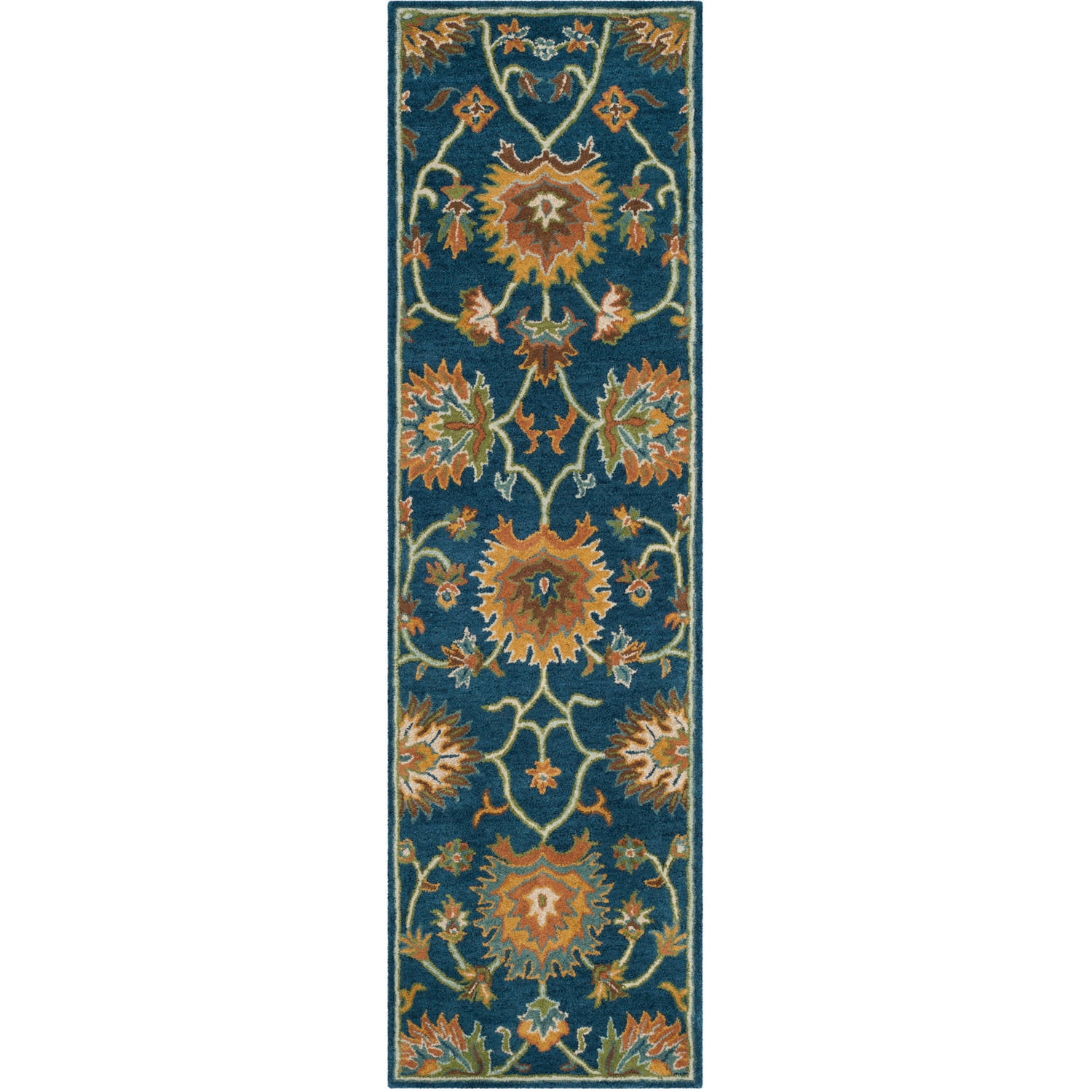 SAFAVIEH Heritage Sharla Floral Wool Runner Rug, Navy, 2'3" x 8'