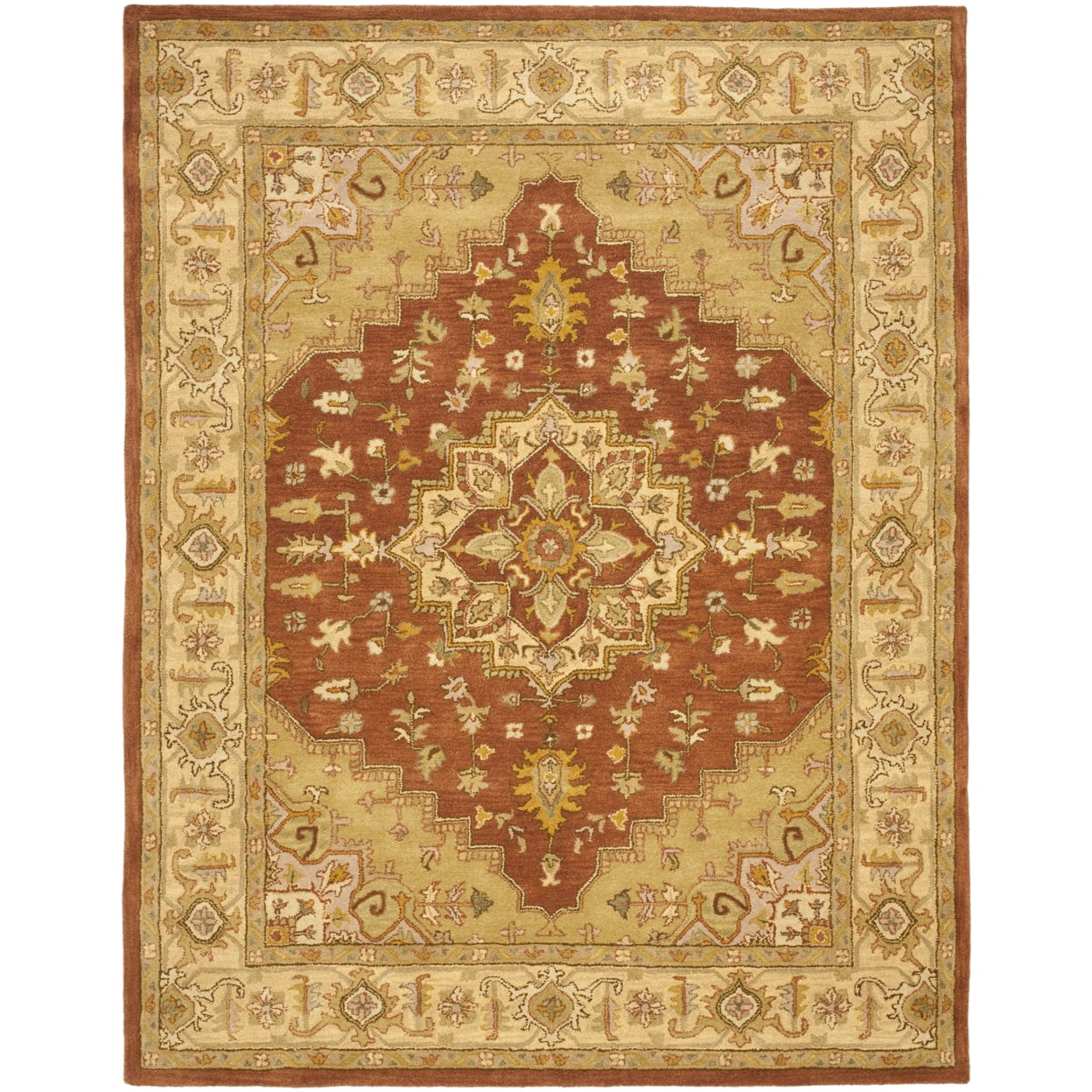 SAFAVIEH Heritage Sheila Traditional Wool Area Rug, Rust/Gold, 5' x 8'