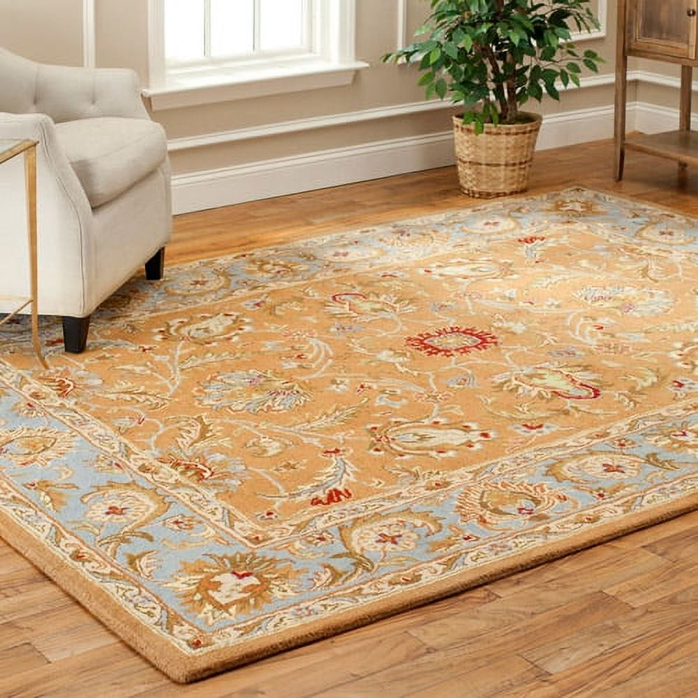 SAFAVIEH Heritage Steward Traditional Wool Area Rug, Brown/Blue, 9' x 12'